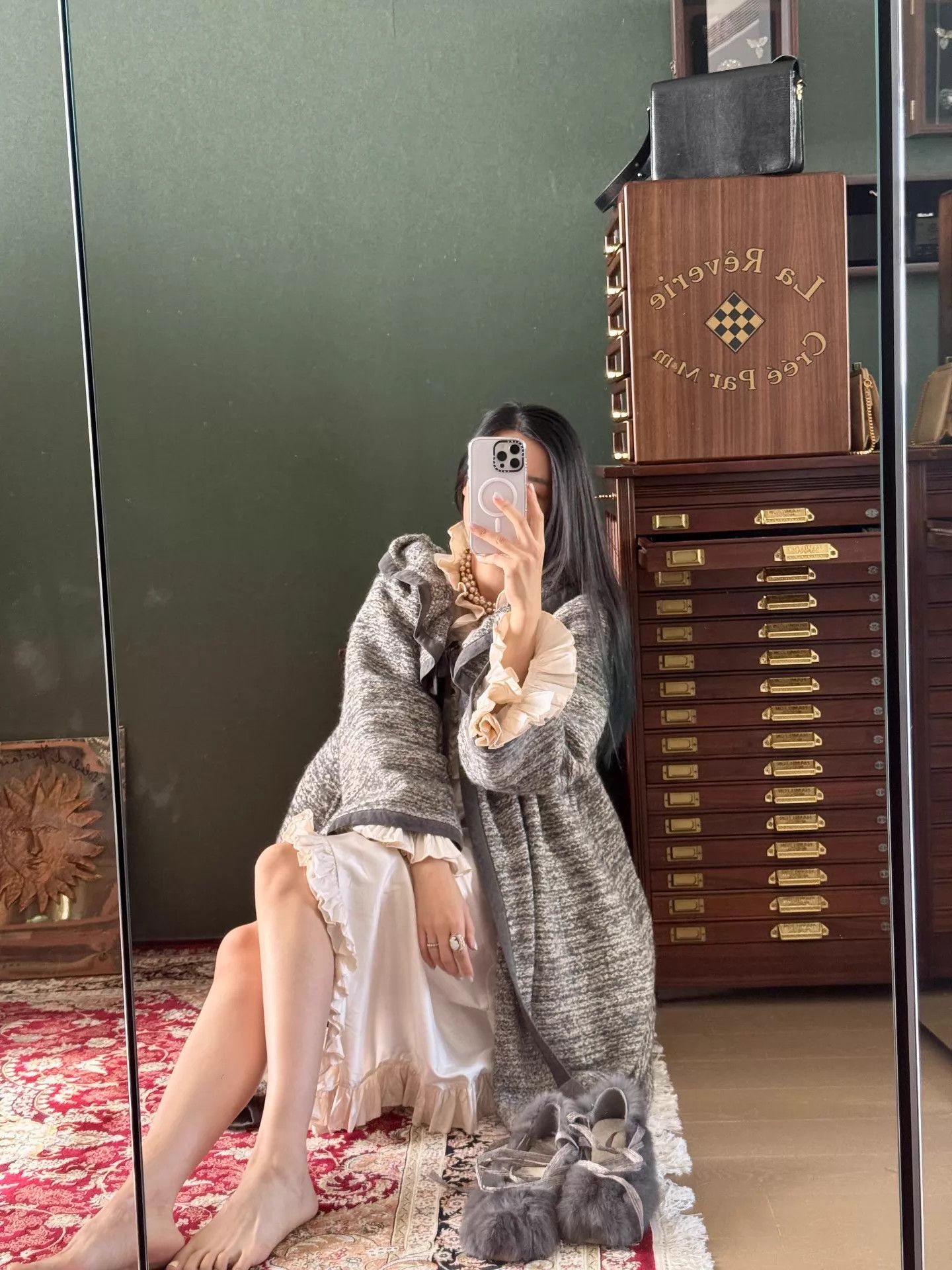 Dior Dior Vintage Gray & White Wool Dressing Gown Coat Size ONE SIZE - 7 Thumbnail