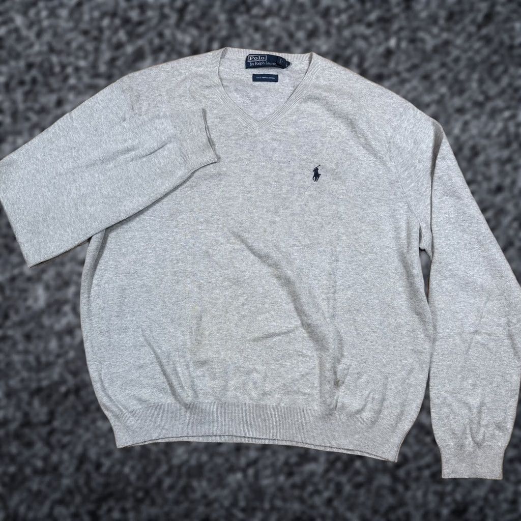 Ralph Lauren VINTAGE Ralph Lauren Polo Sweater Mens XL V-Neck Gray Lightweight Pullover Size US XL / EU 56 / 4 - 1 Thumbnail