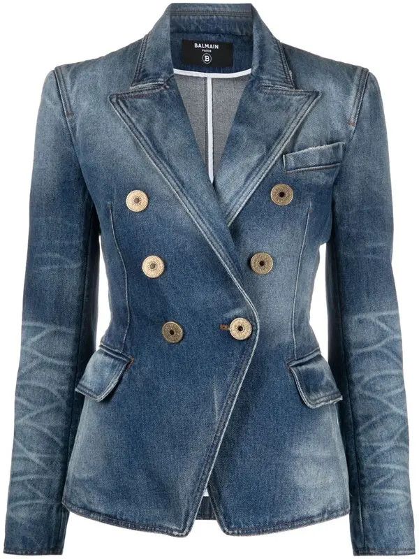 o1s1wg110825 Tailored Denim Jacket in Blue