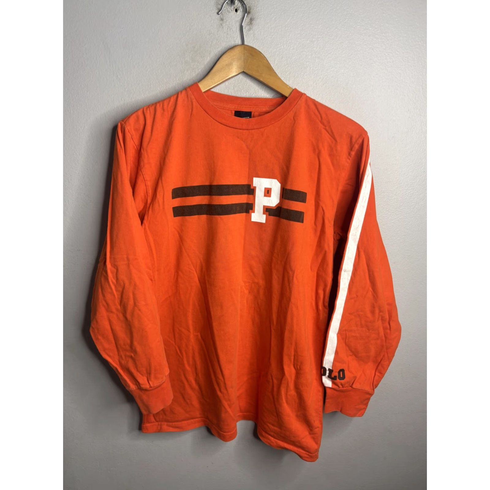 Polo Ralph Lauren VTG Polo Ralph Lauren Shirt Mens S Orange Long Sleeve P Logo Stripe Graphic Tee Size US S / EU 44-46 / 1 - 2 Thumbnail