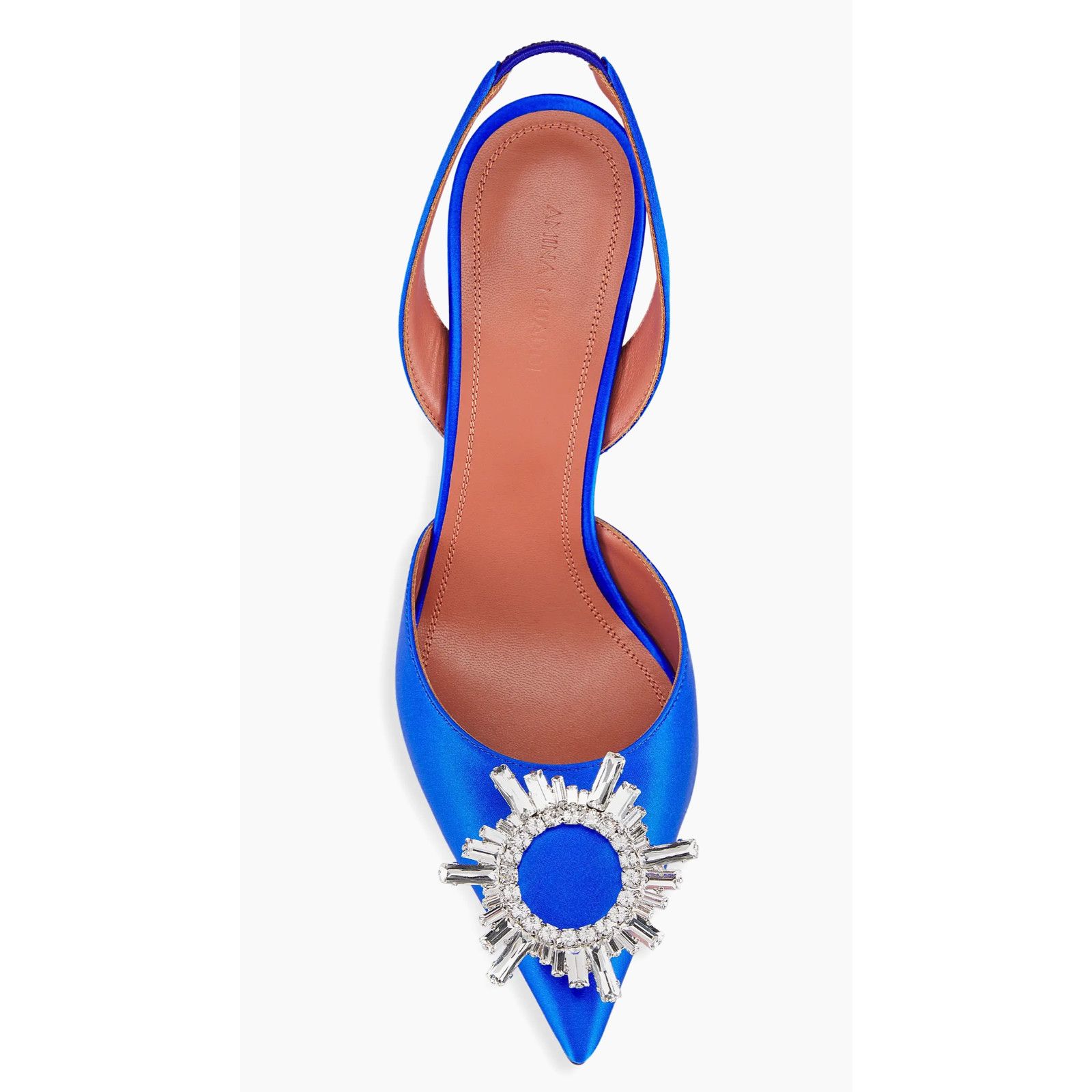 Amina Muaddi Amina Muaddi 95 Begum Sling Blue Satin Crystal Slingback Size US 9 / IT 39 - 13 Thumbnail