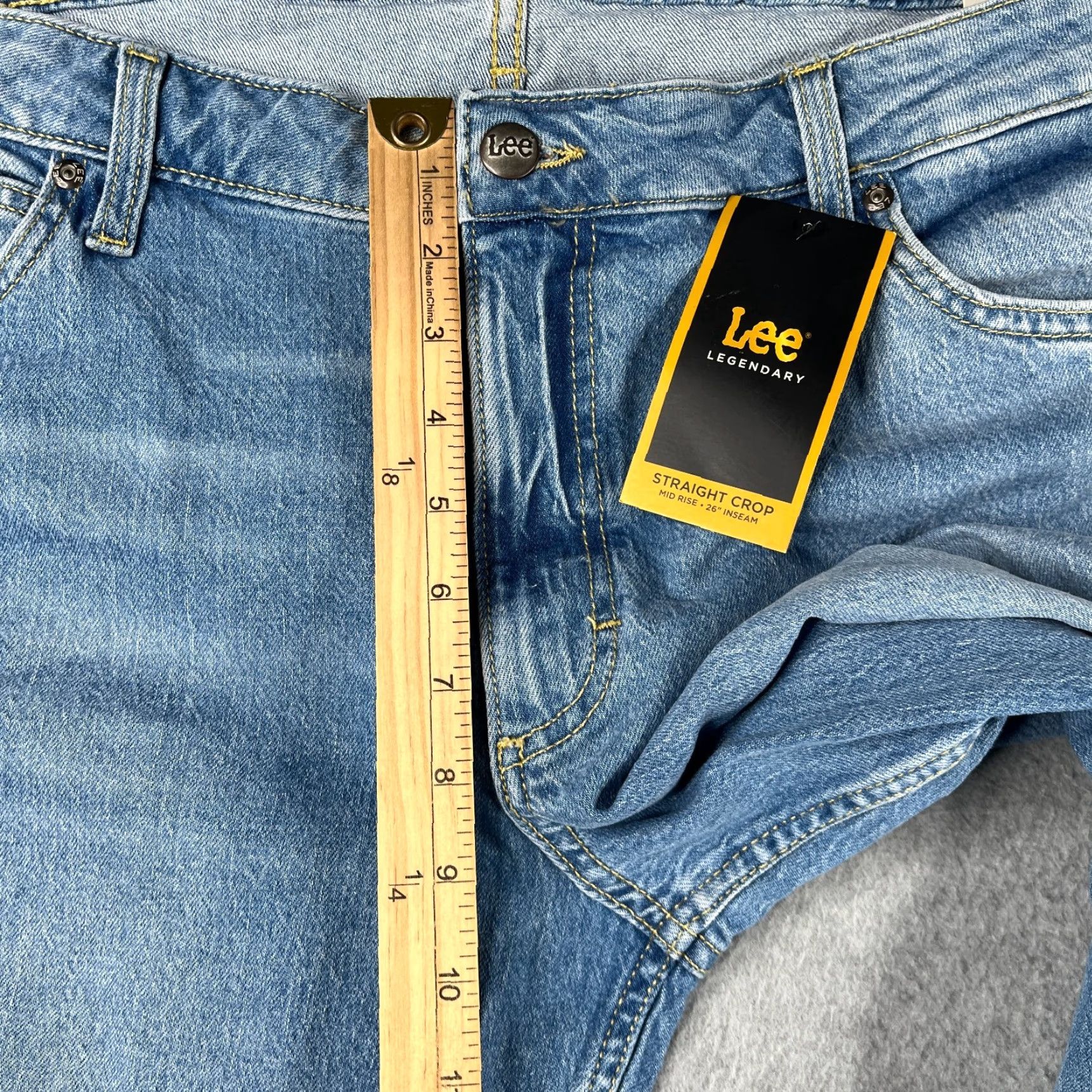Lee Lee Jeans Women 18 Plus Blue Mid Rise Straight Crop NWT Denim 5-Pocket Style Straight Womens Size 40" / US 18 - 5 Thumbnail