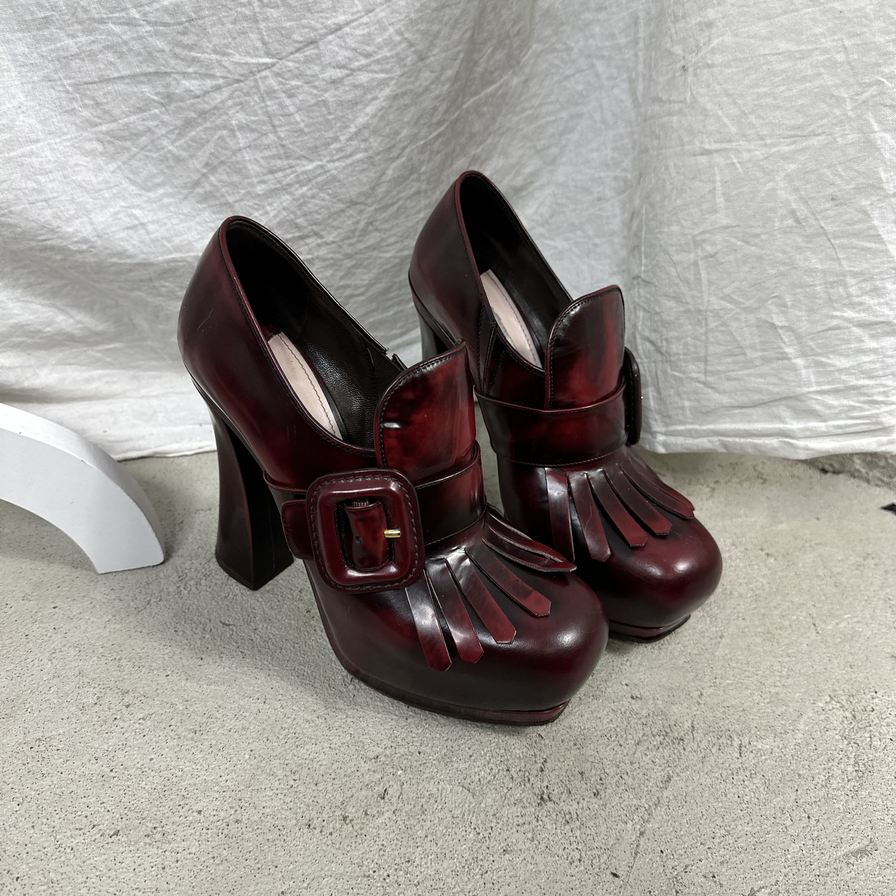 Miu Miu × Vintage Vintage Miu Miu Elevated Platform Loafers Leather Shoes Size US 9 / IT 39 - 13 Thumbnail