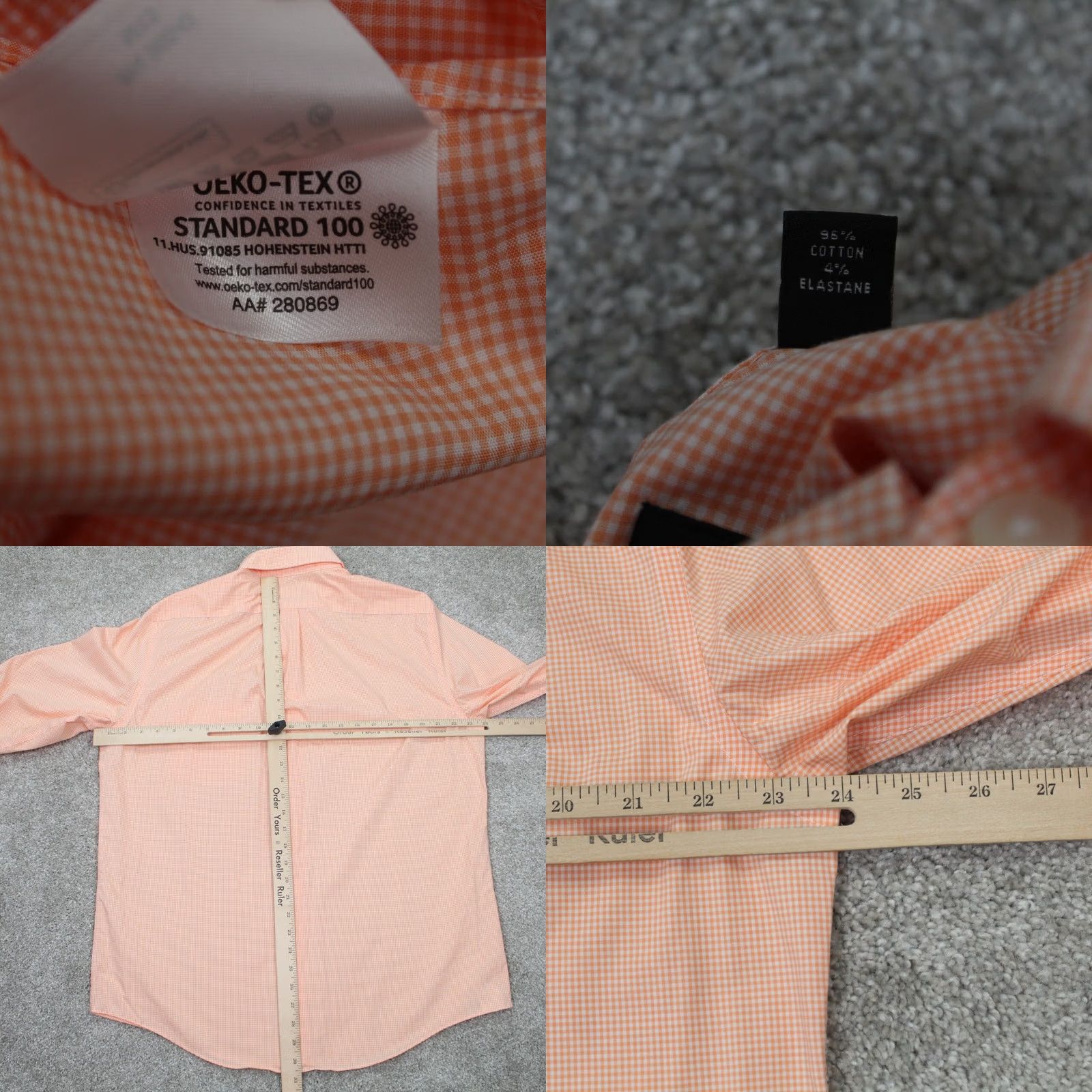 Ralph Lauren LAUREN Ralph Lauren Shirt Mens Large Orange/White Stretch Fabric Regular Fit L/S (Button-Up) Size US L / EU 52-54 / 3 - 8 Thumbnail