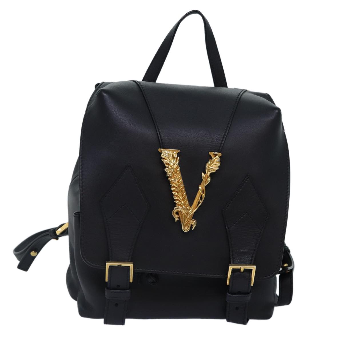 Virtus Black Leather Backpack Bag (Pre-Owned)