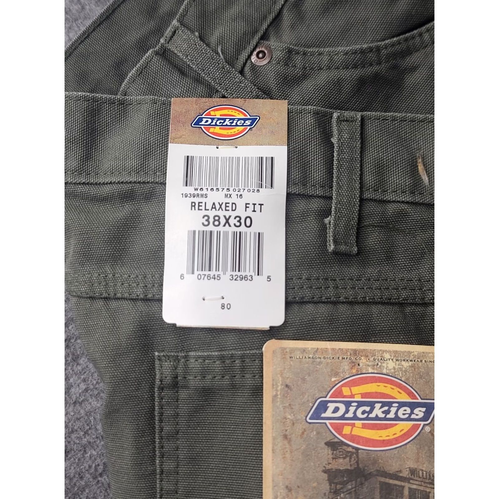 Dickies Dickies Carpenter Jeans Mens 38x30 Relaxed Straight Leg Workwear Rugged Green Cotton Denim 90s Mens Size US 38 / EU 54 - 3 Thumbnail