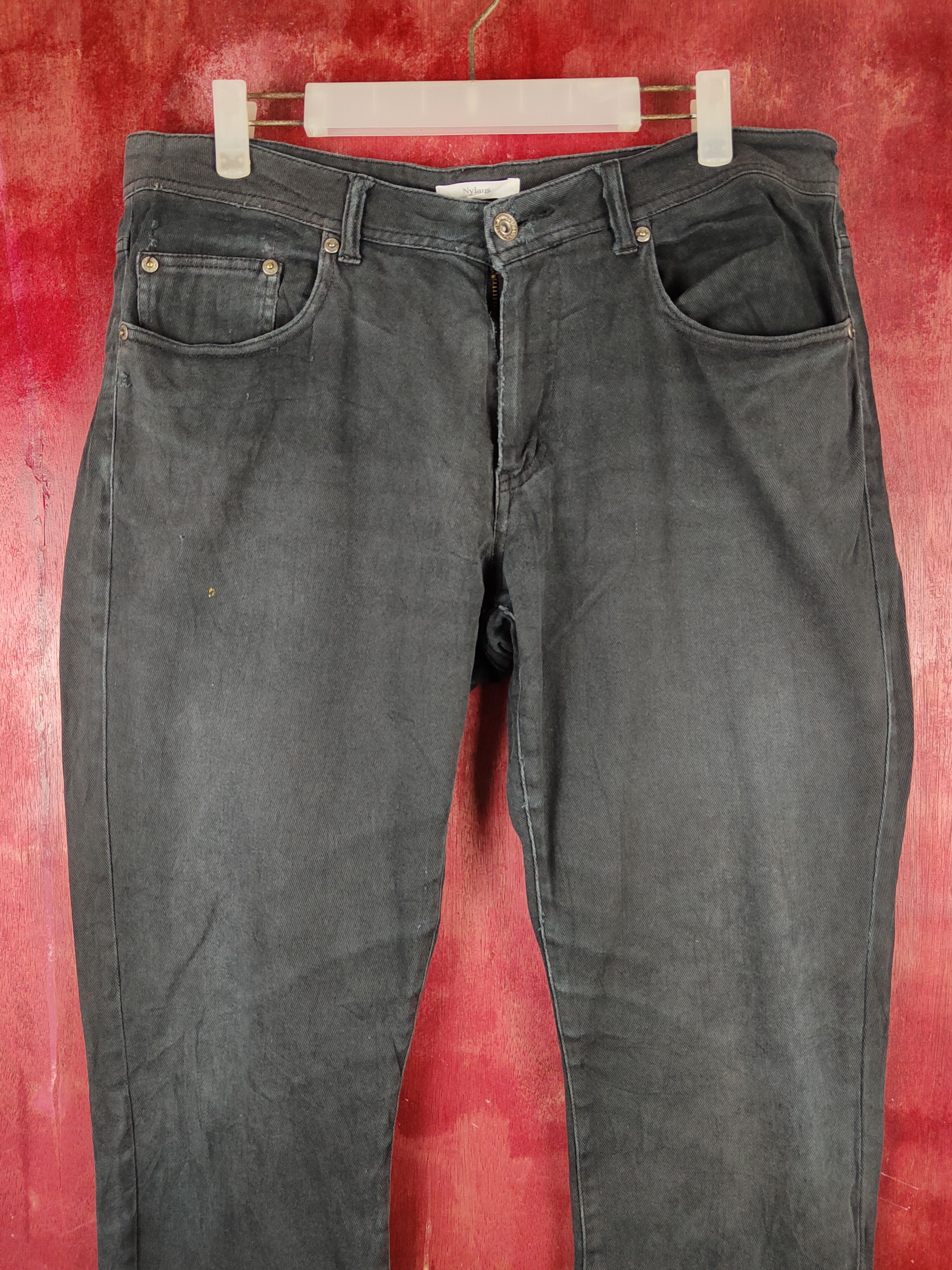 Japanese Brand Nylaus Black Faded Distressed Ripped Jeans #S2314 Size US 36 / EU 52 - 2 Thumbnail