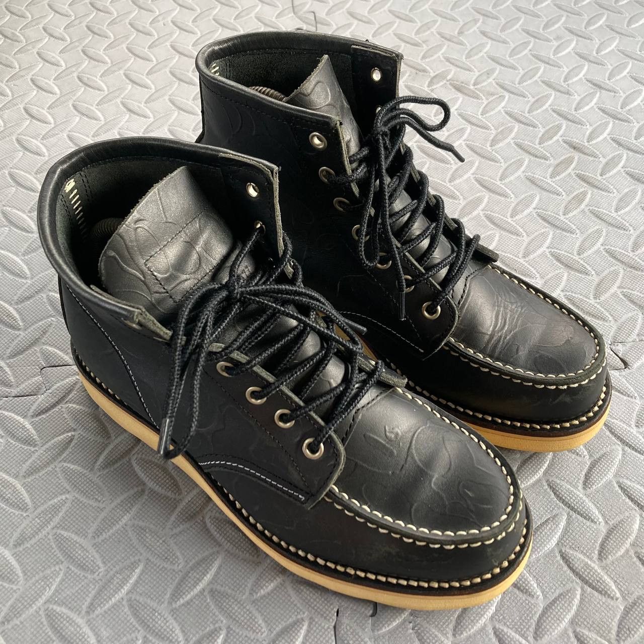 Bape 2009 Simple Soldier Black Camo Leather Boots Size US 7.5 / EU 40-41 - 2 Thumbnail