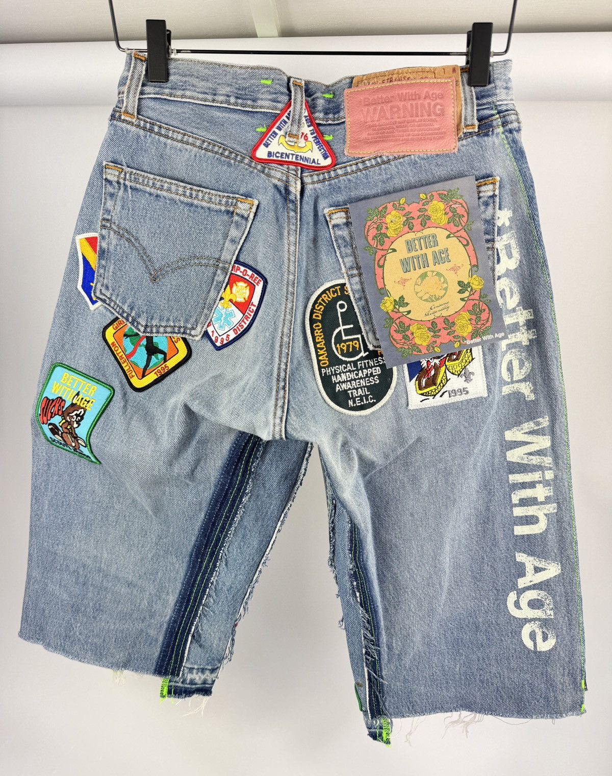 Better With Age GENTLEMENT’S PATCH WORK TRIPLE WIDE LONG DENIM SHORTS Size US 28 / EU 44 - 2 Thumbnail