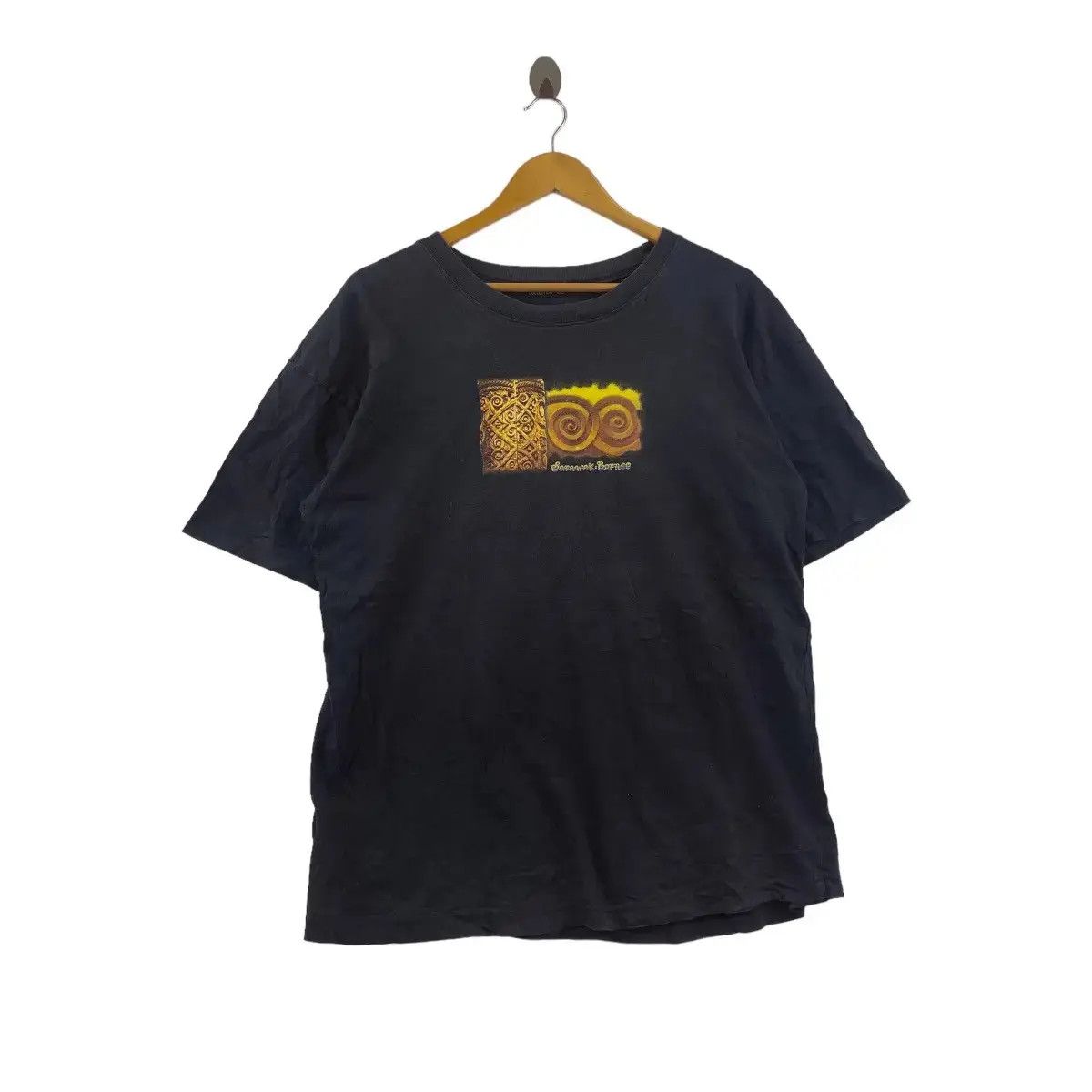 Vintage Vintage 90’ SEMARAK BORNEO Aboriginal Owl Eyes Art Tee Shirt Size XXL / US 16-18 / IT 52-54 - 2 Thumbnail