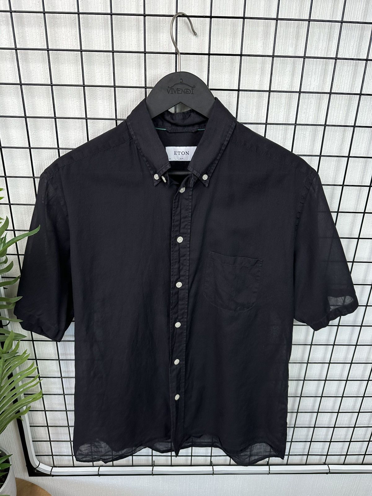 Eton Eton Ultra Light Button Up short Sleeve Shirt Men L black Size US L / EU 52-54 / 3 - 4 Thumbnail