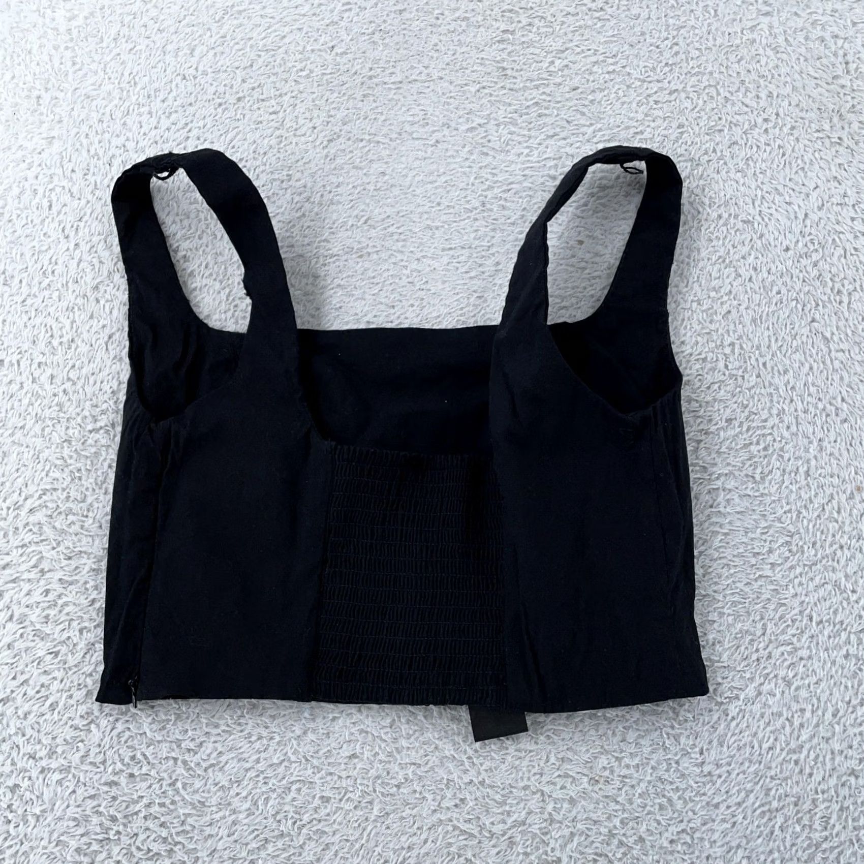 Vintage Maeve by Anthropologie Crop Top Womens Small Black Linen Blend Square Neck Tank Size S / US 4 / IT 40 - 2 Thumbnail