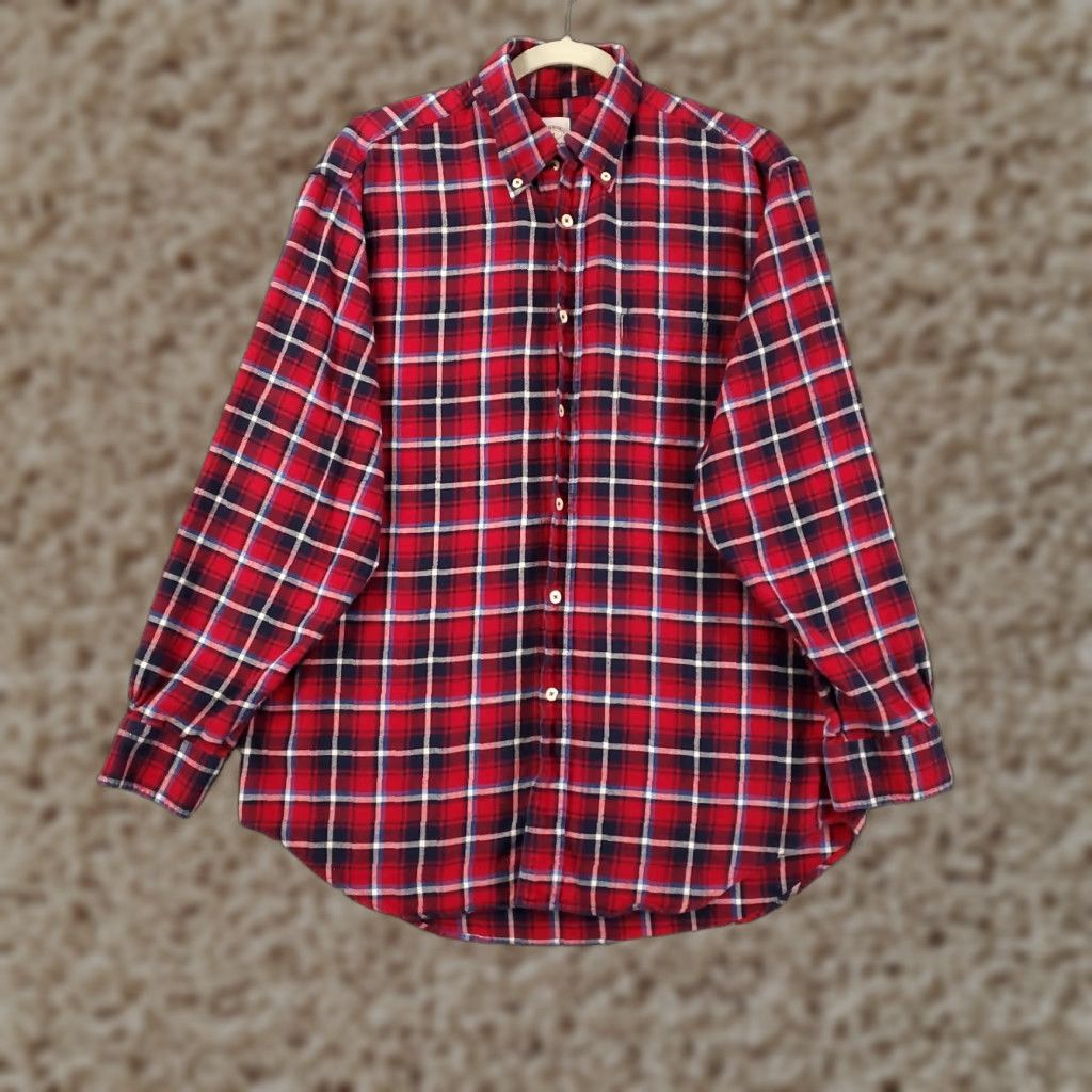 Brooks Brothers VINTAGE Brooks Brothers 346 Button-Up Shirt Mens Medium Plaid Flannel Cotton Red/Blue Outdoor Casual Workwear Mens Regular Size US M / EU 48-50 / 2 - 1 Thumbnail