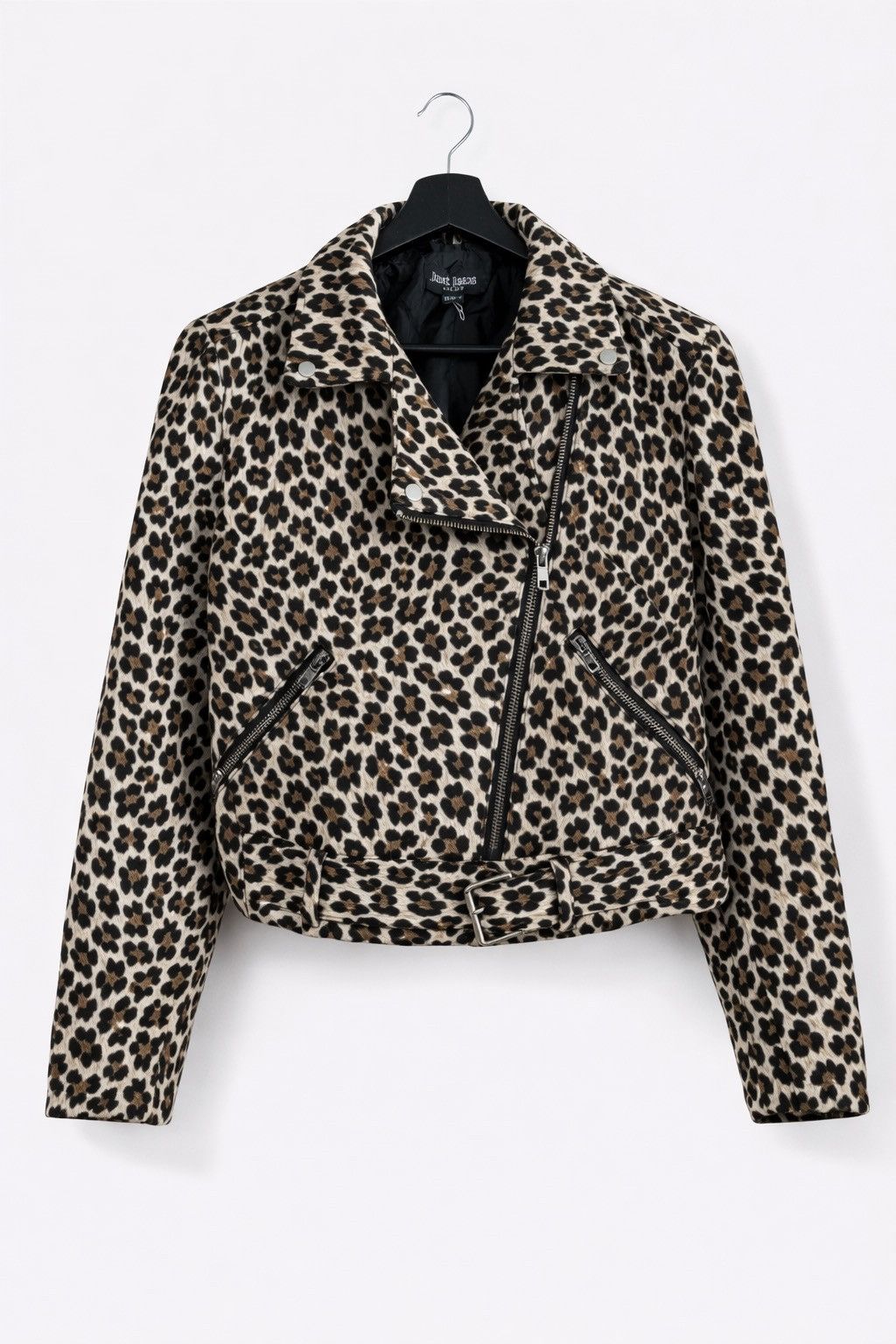 Vintage Just Jeans Leopard Print Cropped Biker Jacket Statement Size M / US 6-8 / IT 42-44 - 1 Thumbnail