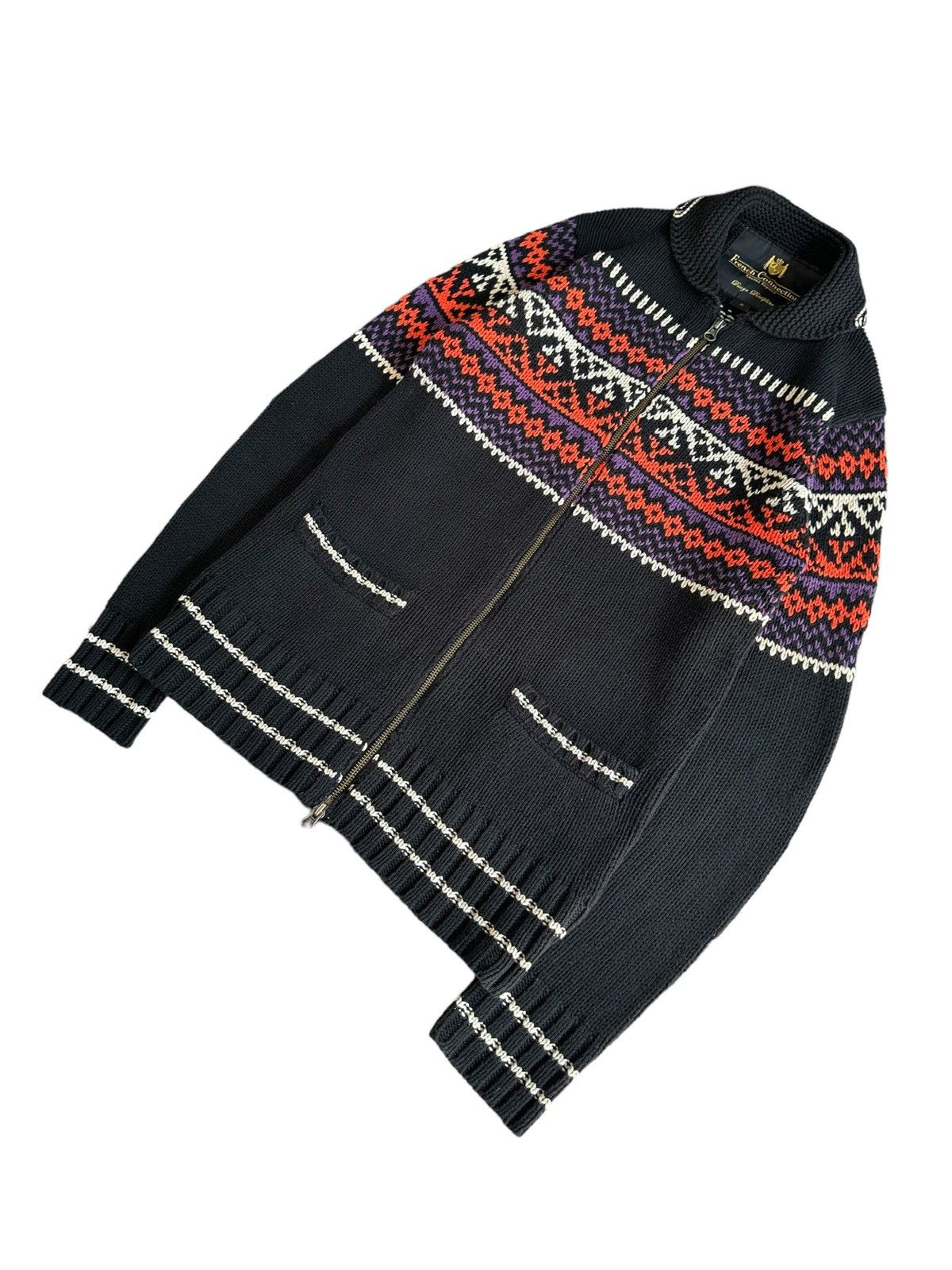 French Connection × Vintage Rare FCUK wool knitted zipper sweater Size US L / EU 52-54 / 3 - 5 Thumbnail