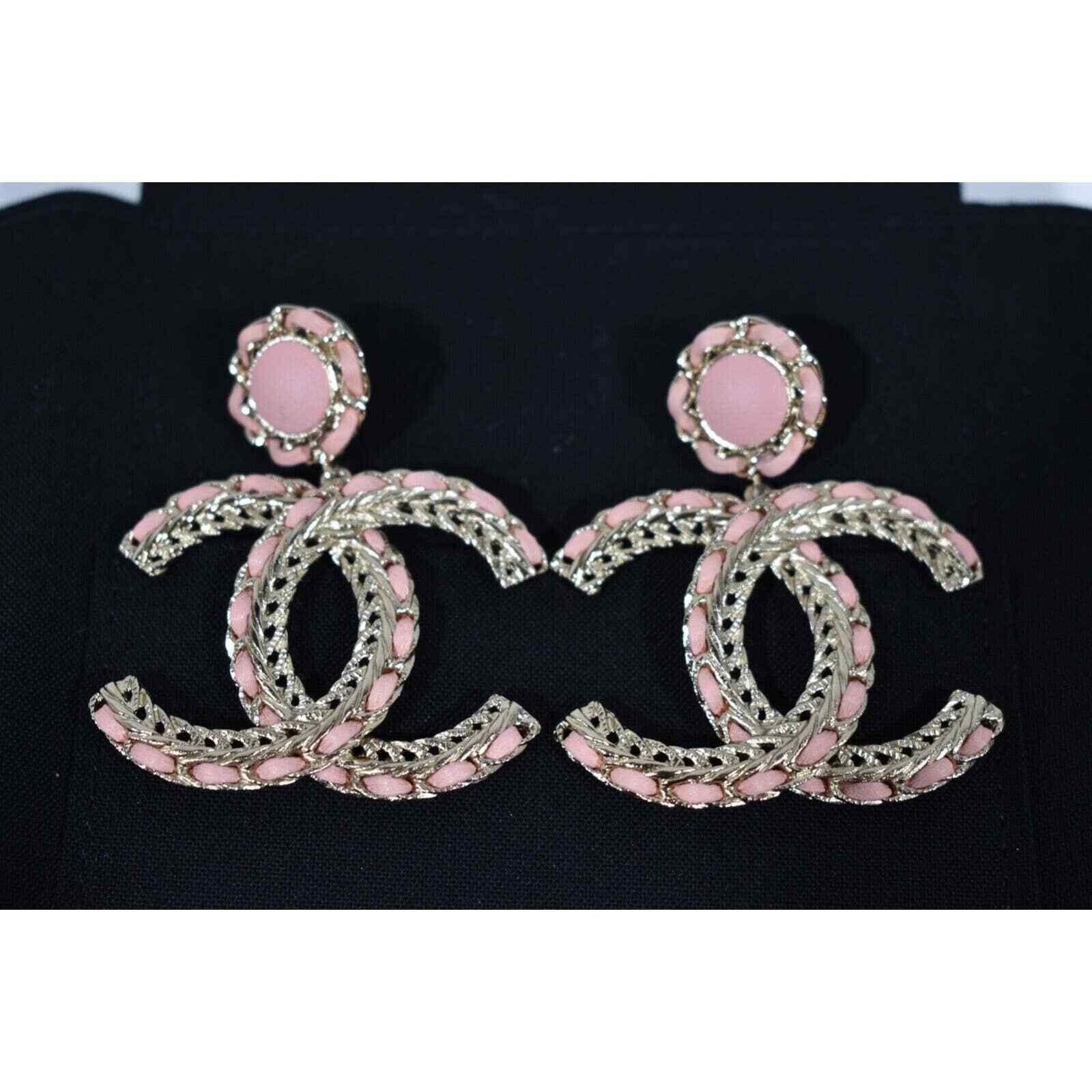 Chanel Chanel Leather Gold Chain Dangle Drop Statement Earrings Size ONE SIZE - 1 Thumbnail