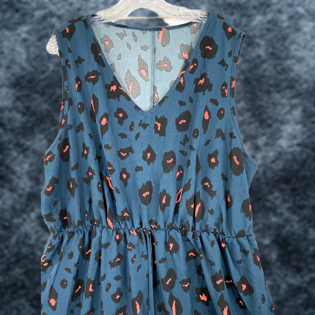Shein SheIn Dress Women 4XL Blue Animal Print Sleeveless V-Neck Chiffon Midi Casual Formal Party/Cocktail Sleeveless Dress 4XL Womens Size XXL / US 16-18 / IT 52-54 - 1 Thumbnail