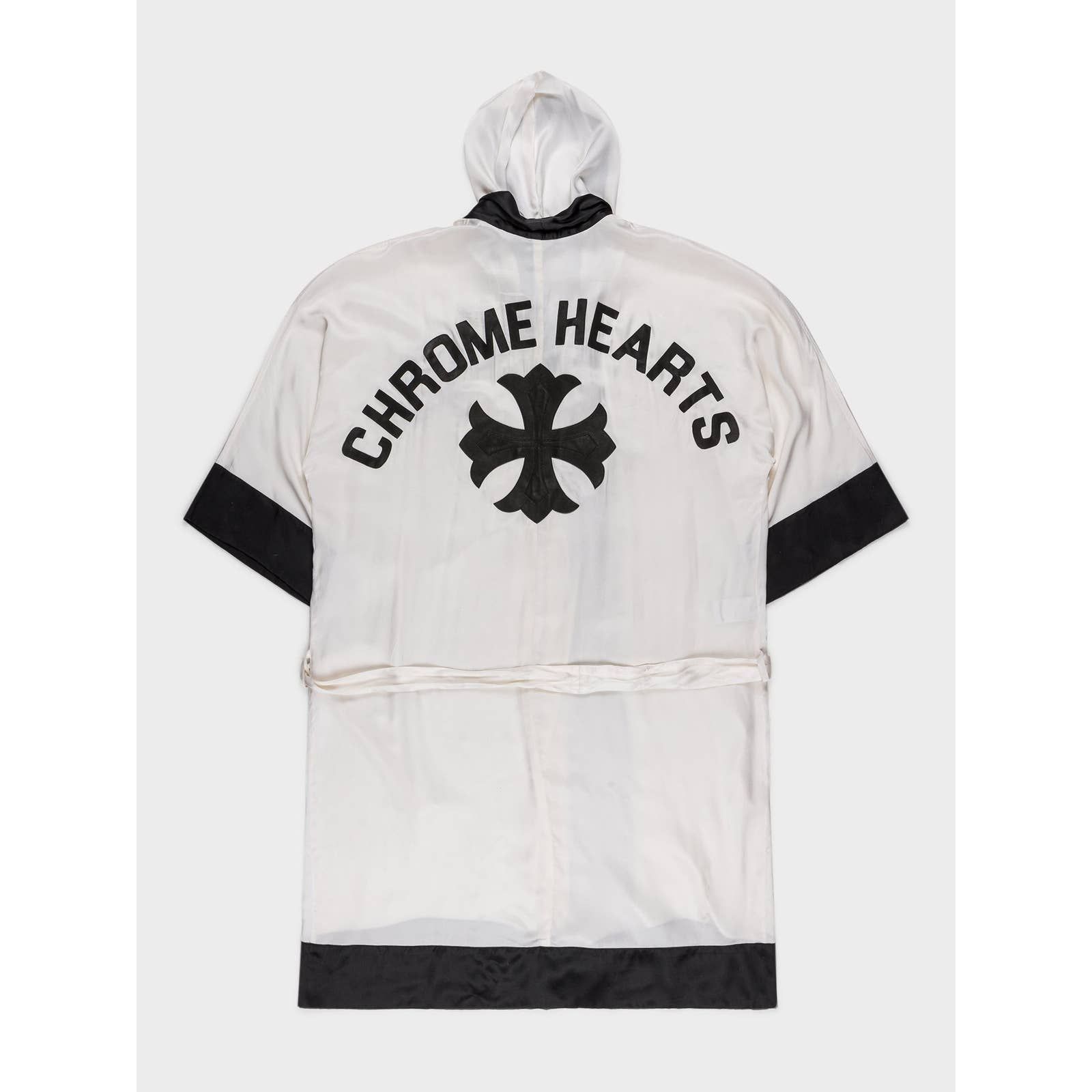 Pre-owned Chrome Hearts Silk & Leather Boxing Robe In White