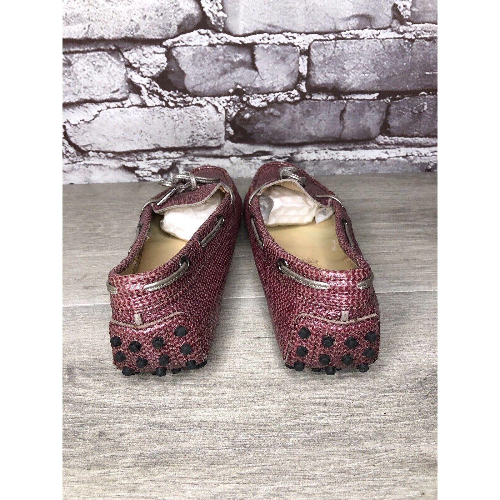 Tod's TODS Pink Metallic Leather Moccasins Driver Loafers Flats Wo Size US 5 / IT 35 - 4 Thumbnail