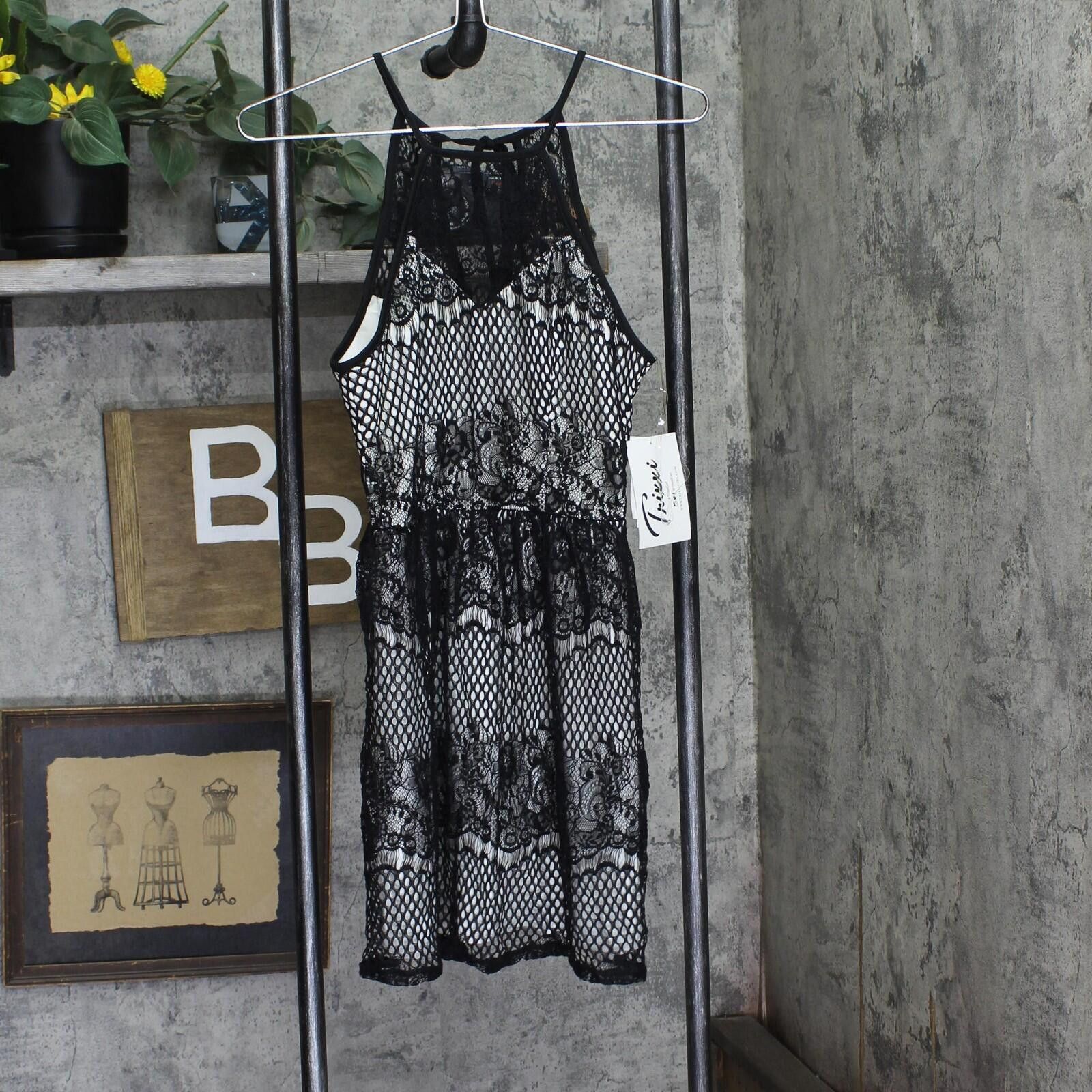 Other Nwt Trixxi Juniors Contrast Lace Tie-back Dress Black 3 Size M / US 6-8 / IT 42-44 - 1 Thumbnail