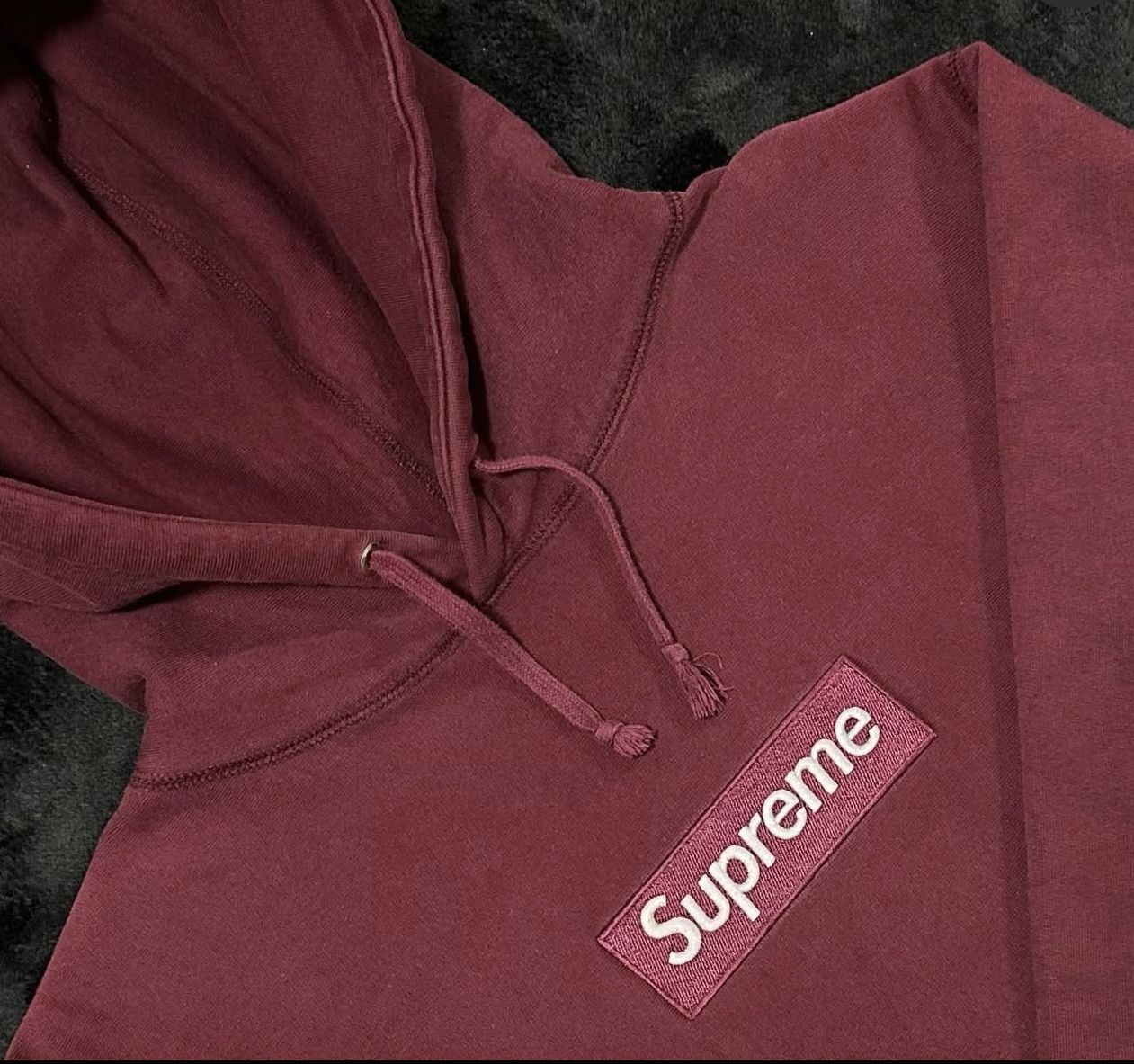 Supreme Burgundy Box Logo Hoodie | Grailed