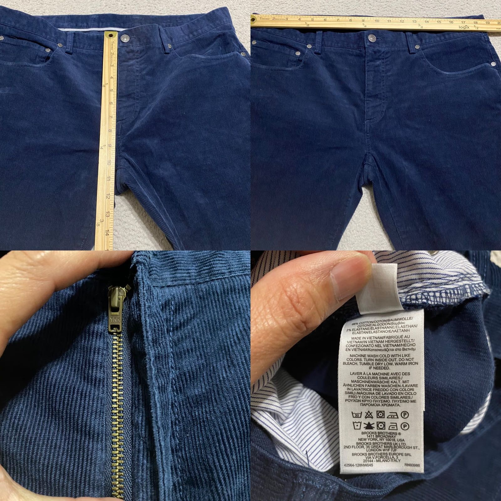 Brooks Brothers Brooks Brothers Jeans Mens 38x32 Blue Straight Corduroy Mid Rise Dark Wash Regular 5-Pocket Design Mens Size US 38 / EU 54 - 8 Thumbnail
