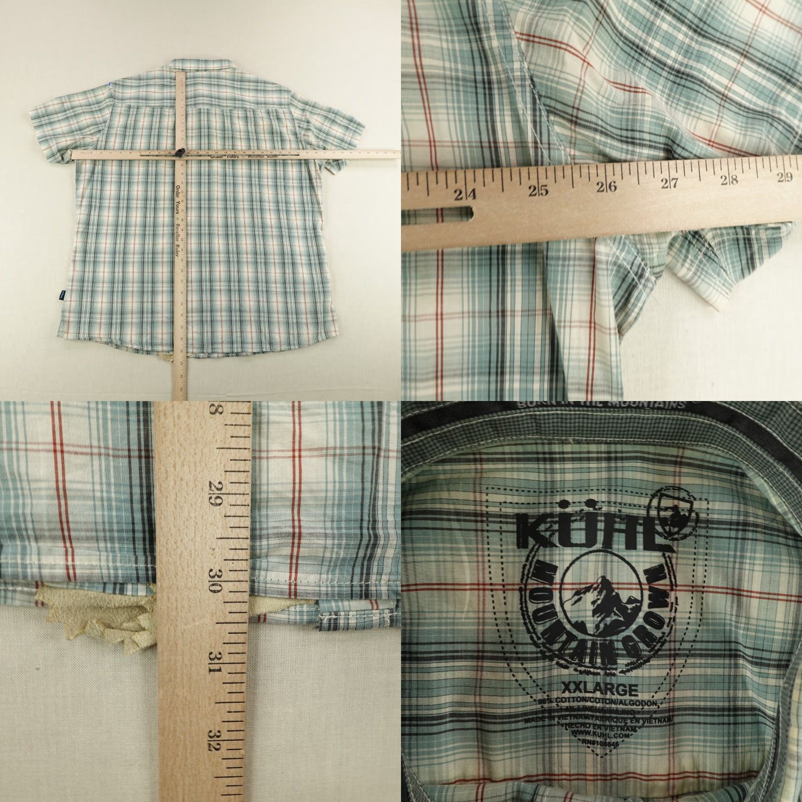 Vintage Kuhl Shirt Mens 2XL Green Plaid Cotton Linen Button Up Utility Hiking Size US XXL / EU 58 / 5 - 8 Thumbnail