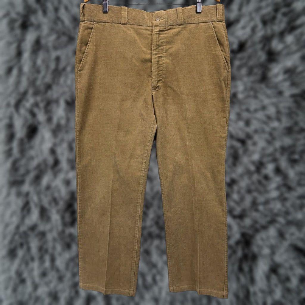 VINTAGE Sears Corduroy Pants Men Flat Front Brown Work