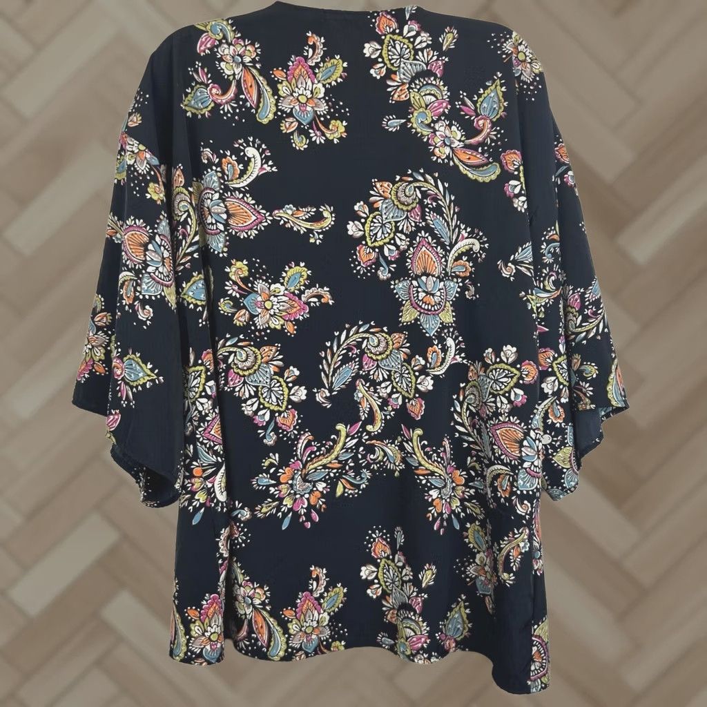 Vintage Boho Floral Kimono Medium Womens Long Oversized Festival Whimsigoth Topper Layer Size M / US 6-8 / IT 42-44 - 1 Thumbnail