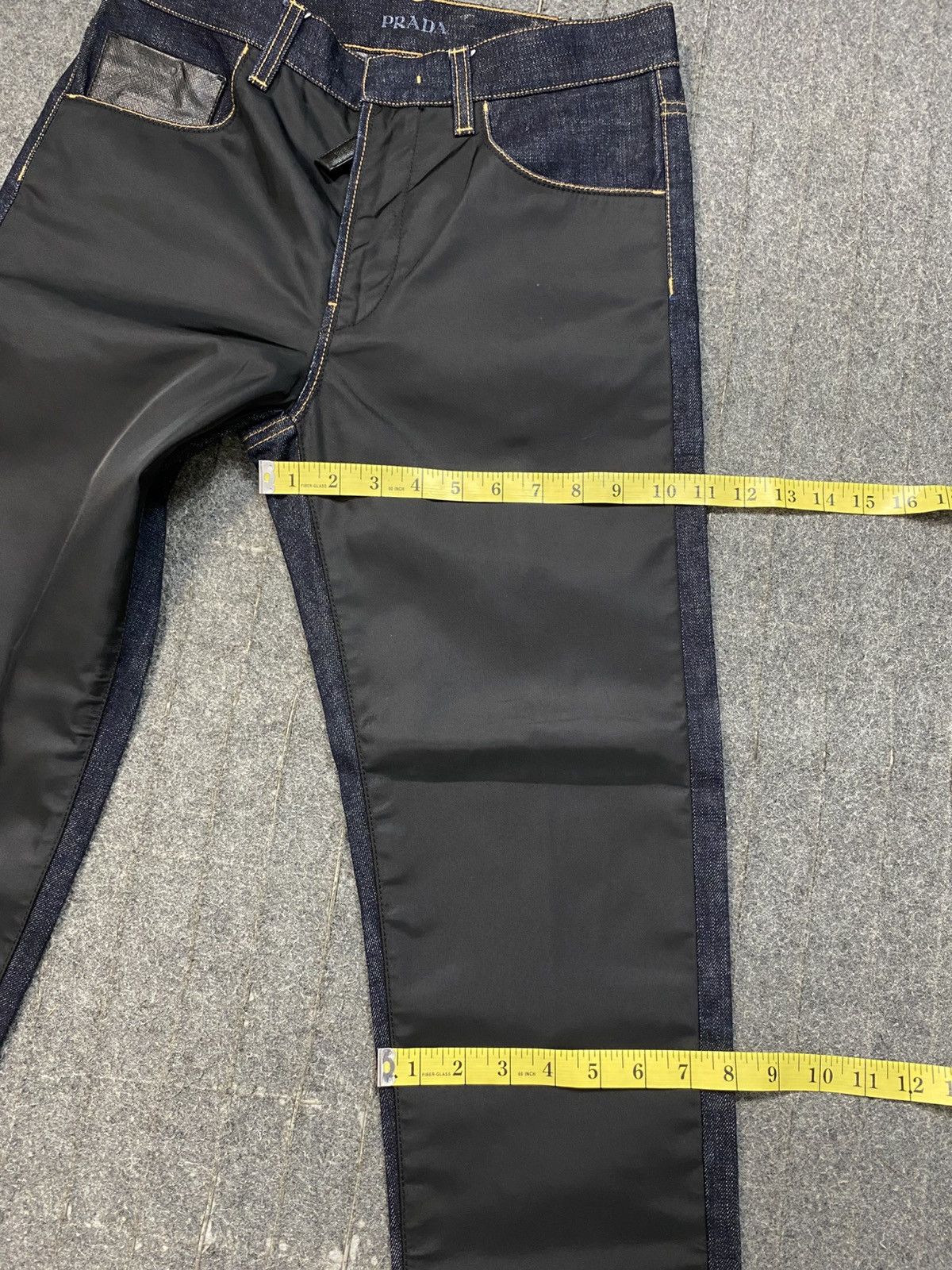 Prada Prada Italy Nylon Black Panel Selvedge Indigo Denim Jeans Size US 29 - 18 Thumbnail