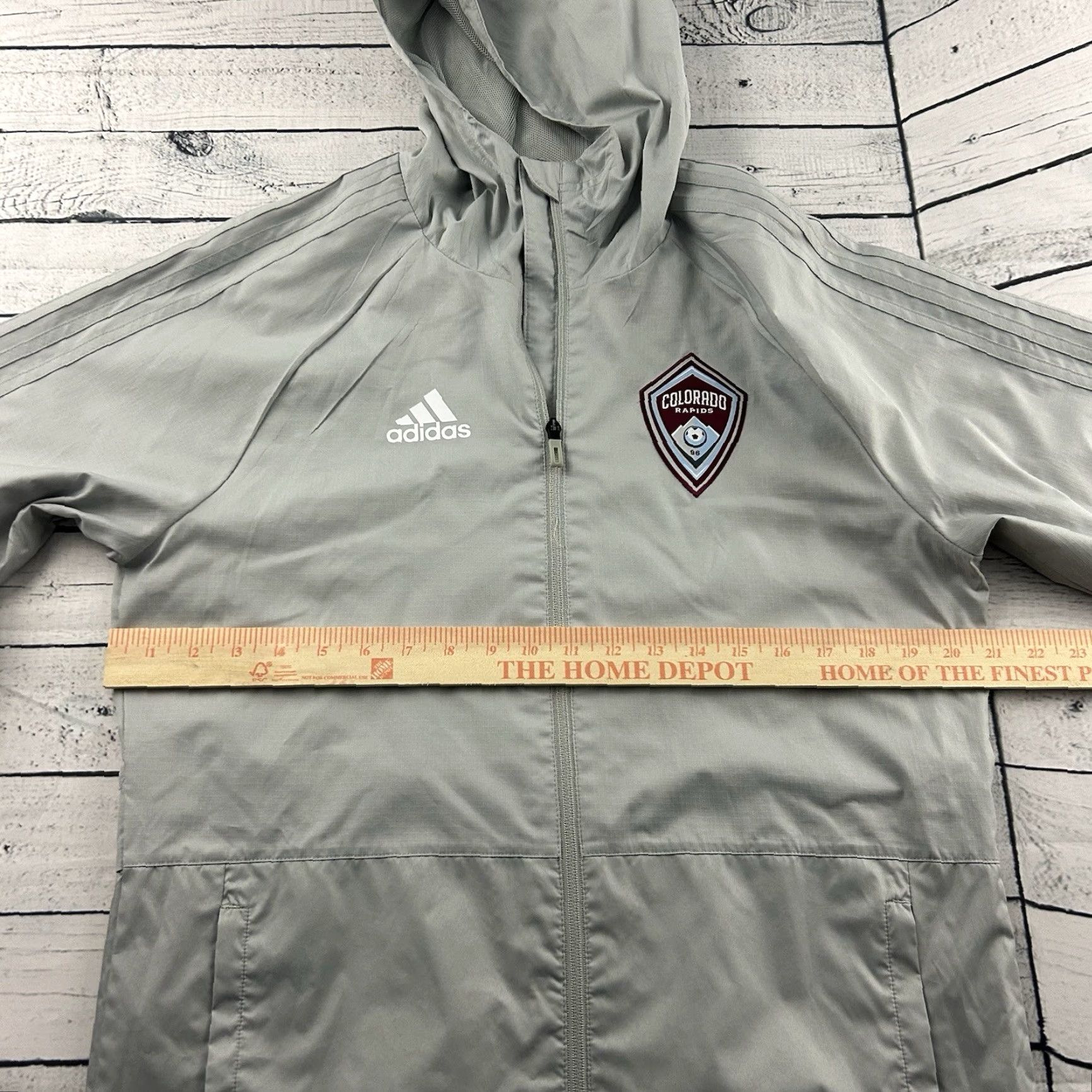 Adidas Adidas Colorado Rapids Full Zip Hooded Windbreaker Jacket Mens S Gray Windbreaker Soccer Hoodie Jacket Size US S / EU 44-46 / 1 - 3 Thumbnail