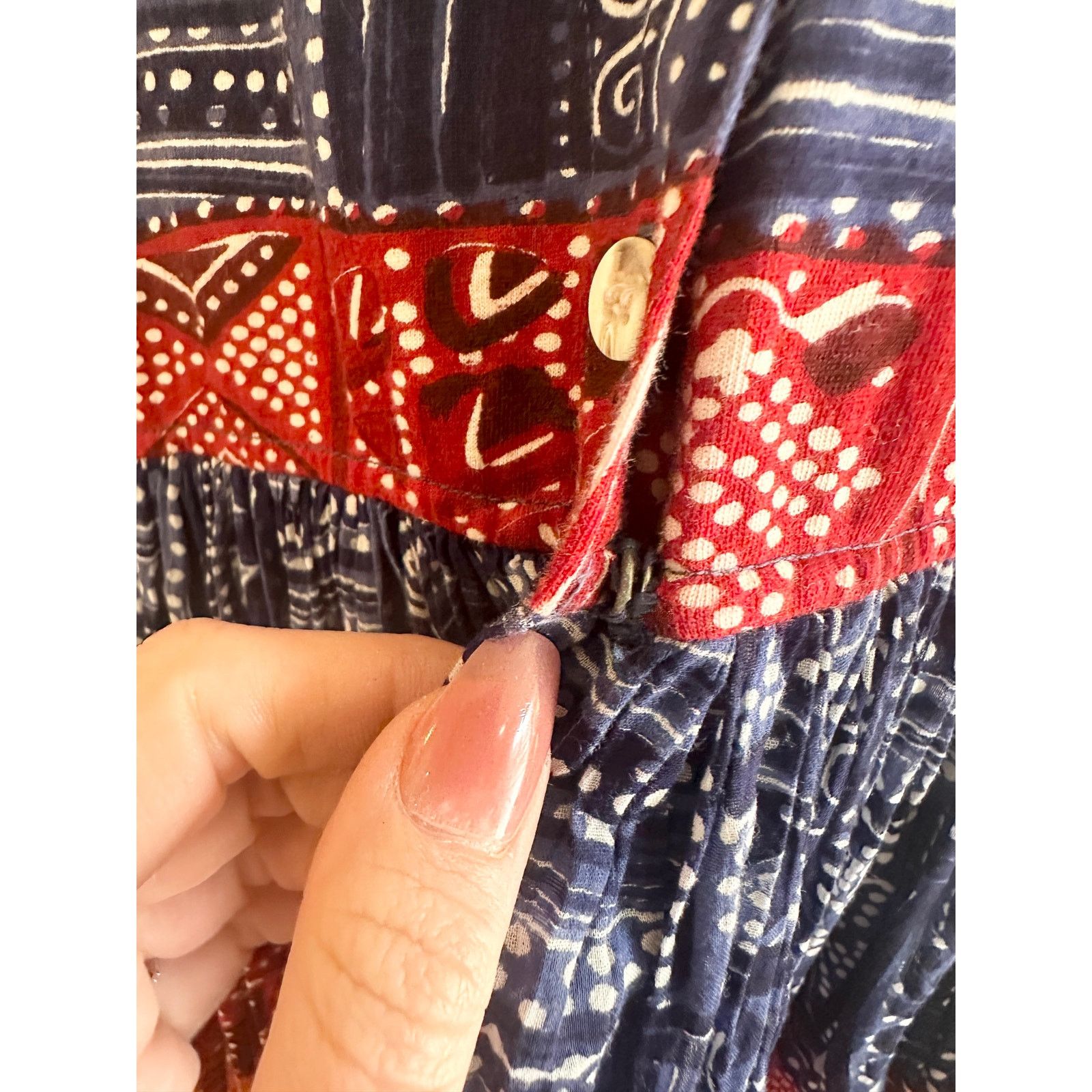 Vintage 90’s No Boundaries Boho Cotton Midi Dress Size L / US 10 / IT 46 - 6 Thumbnail