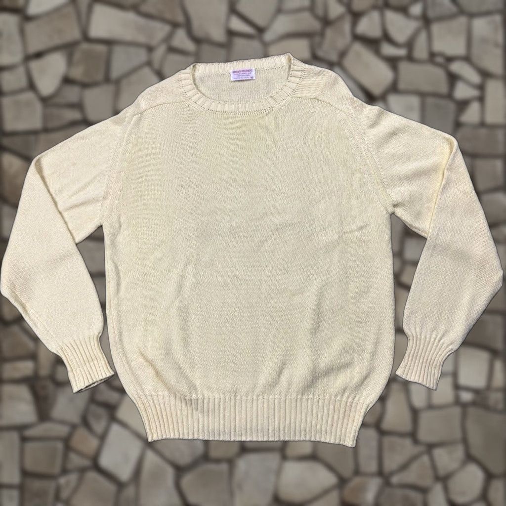 Brooks Brothers VINTAGE Brooks Brothers Knit Sweater XL Yellow Crewneck Mens 100% Cotton Solid Preppy Size US XL / EU 56 / 4 - 1 Thumbnail