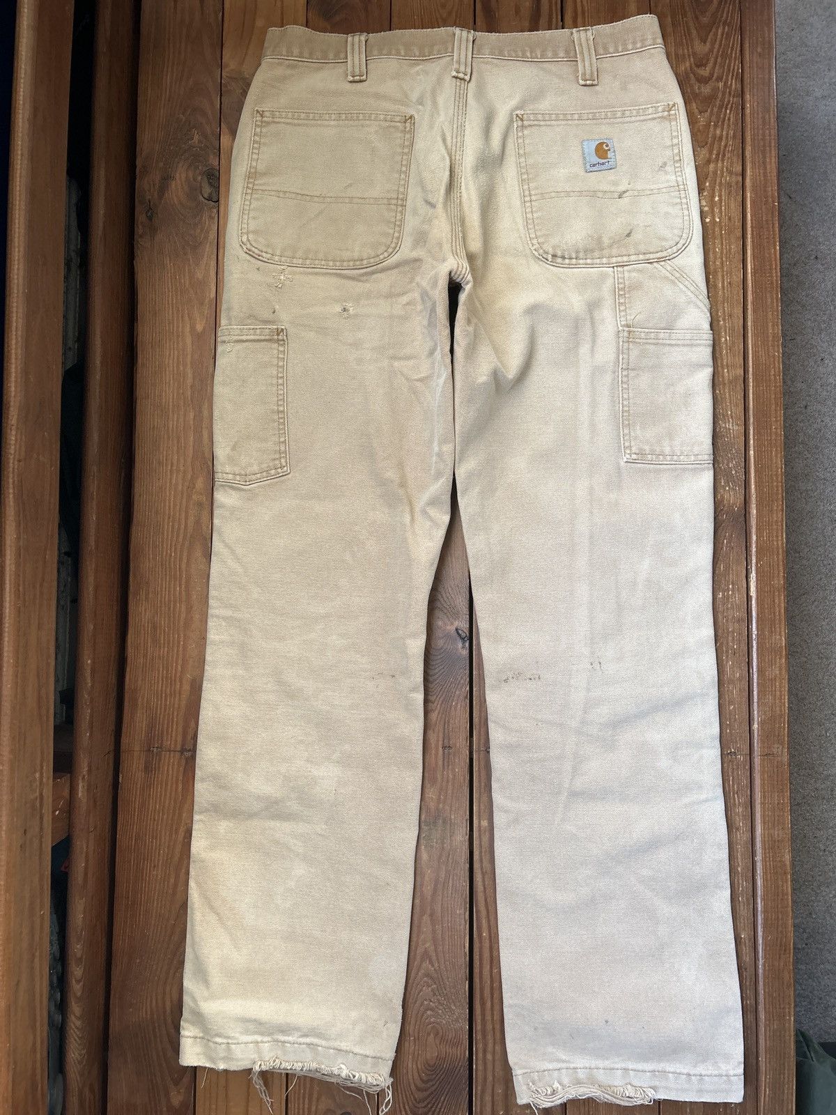 Carhartt × Vintage Vintage Carhartt Tan Faded Distressed Double Knee Pants Size US 32 / EU 48 - 3 Thumbnail