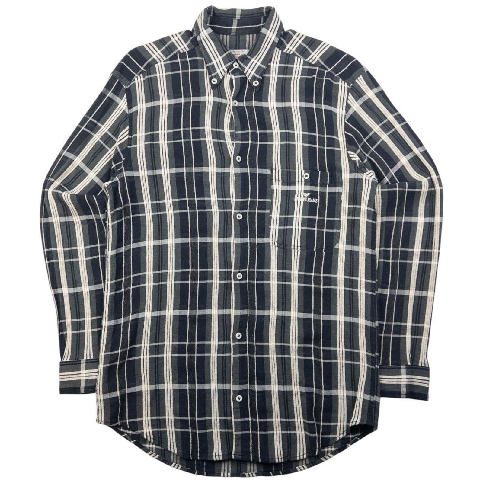 Other Vintage Armani Jeans Checkered Long Sleeve Button Up Shirt M Size US M / EU 48-50 / 2 - 1 Thumbnail