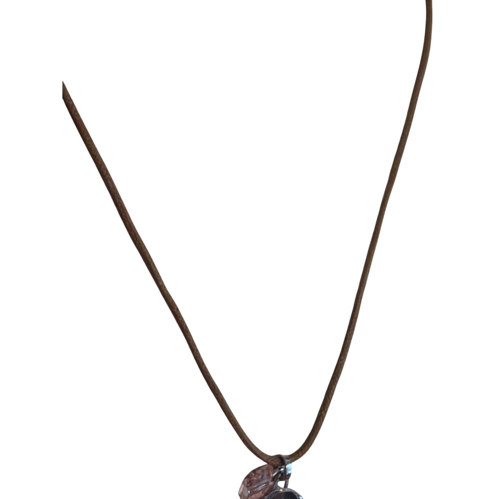Swarovski Swarovski Faceted Crystal Heart Butterfly Necklace Leather C Size ONE SIZE - 3 Thumbnail
