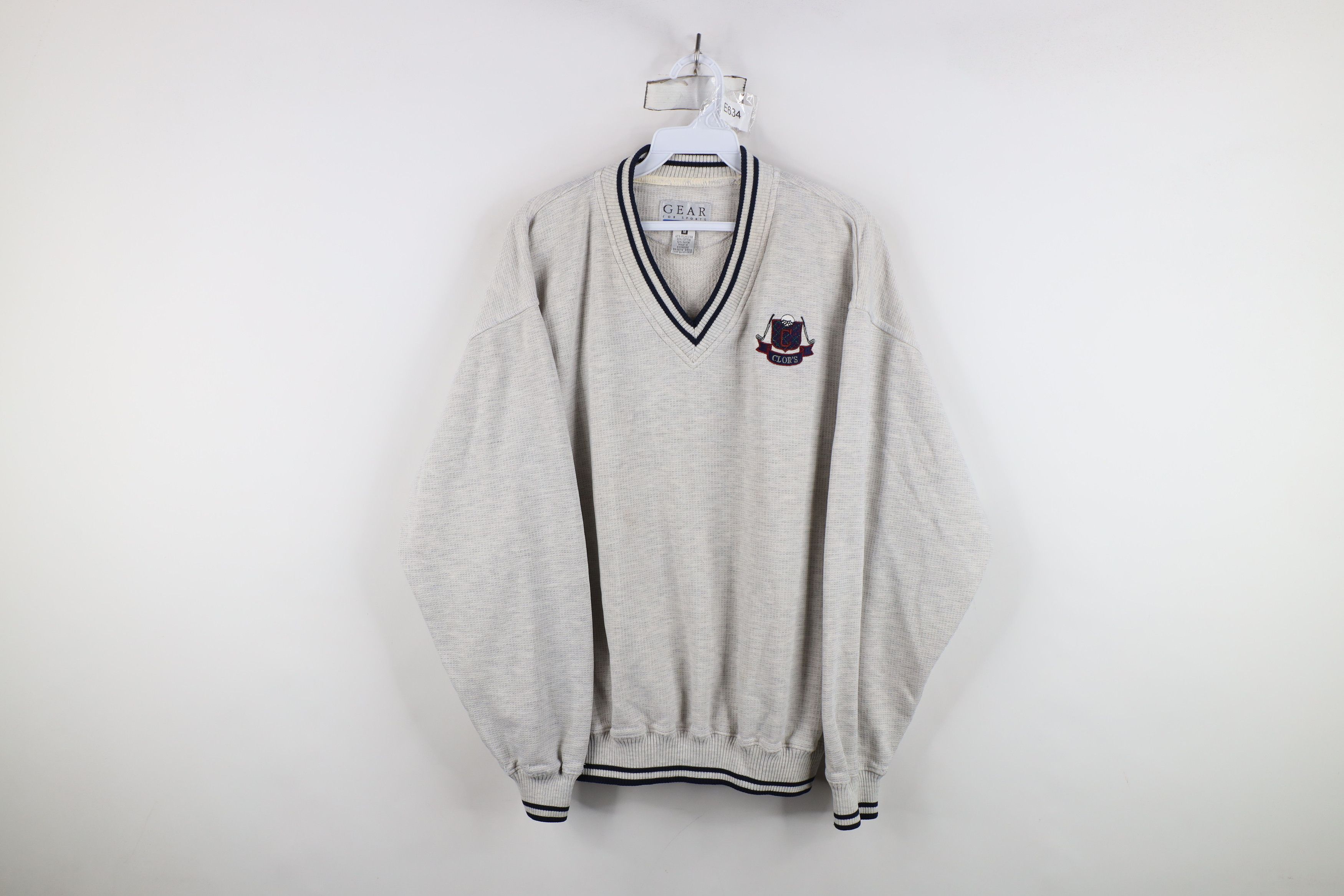 Vintage Vintage 90s Streetwear Striped Golf V-Neck Sweatshirt Gray Size US M / EU 48-50 / 2 - 1 Thumbnail