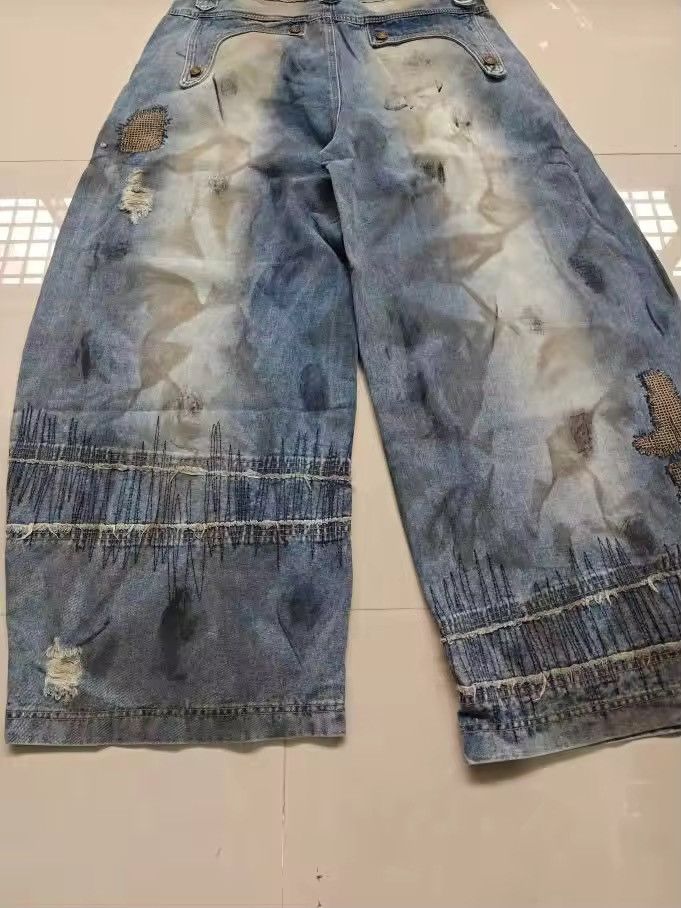 Designer × Japanese Brand × Vintage Destruction Style Embroidered Wide Leg Denim Size 32" / US 10 / IT 46 - 4 Thumbnail