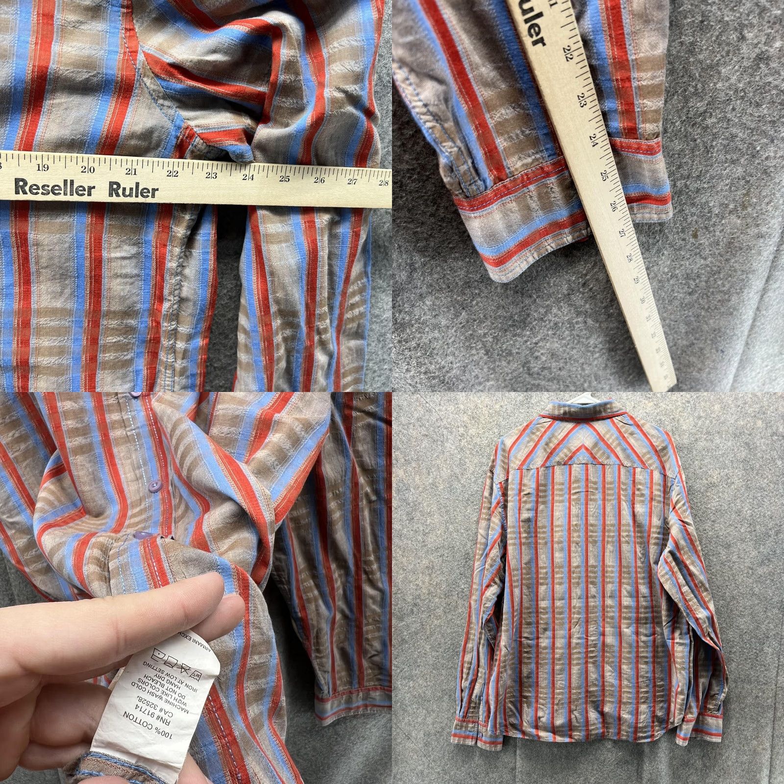 Armani Exchange VINTAGE Armani Exchange Shirt Mens XL Blue Men Beige Casual Button Down Striped Vtg Size US XL / EU 56 / 4 - 8 Thumbnail