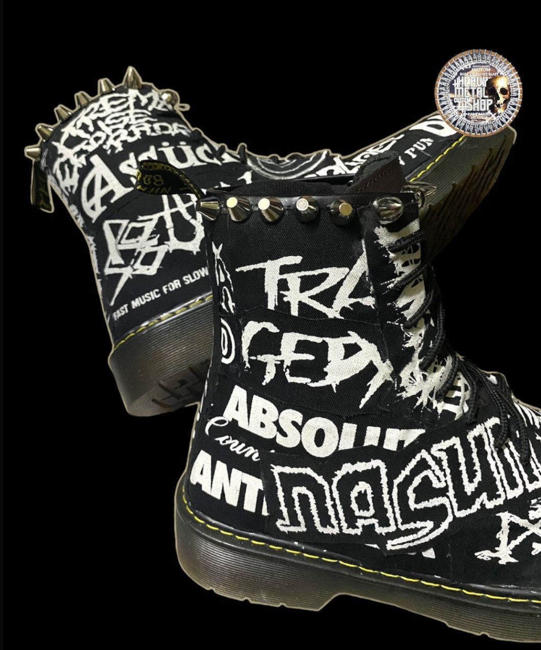 Designer × Other Custom Made Metal Punk Grindcore Boots Size US 8 / EU 41 - 3 Thumbnail