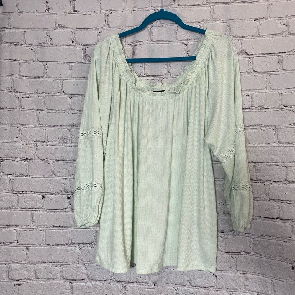 Other NWT New Lane Bryant Light Green Peasant Blouse Size 22/24 Size 4XL / US 24-26 - 3 Thumbnail
