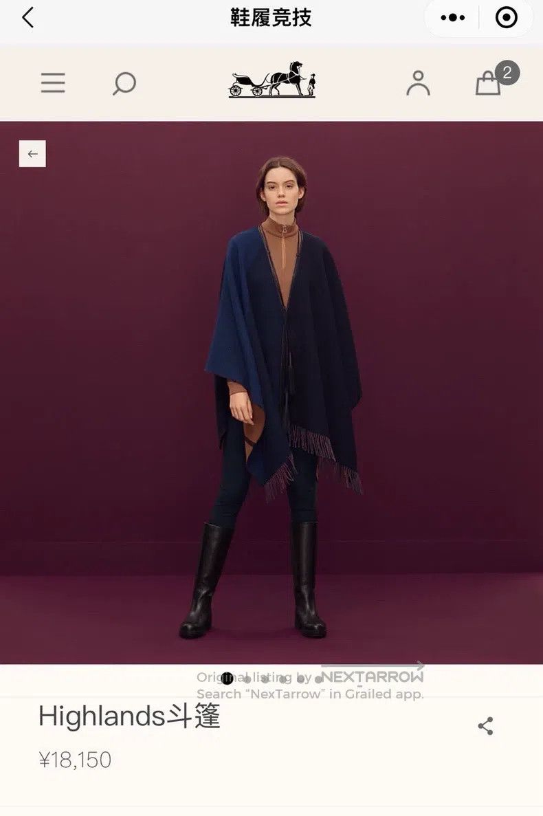 Hermes Hermes Double-sided leather fringed cloak, blue and black Size M / US 6-8 / IT 42-44 - 7 Thumbnail