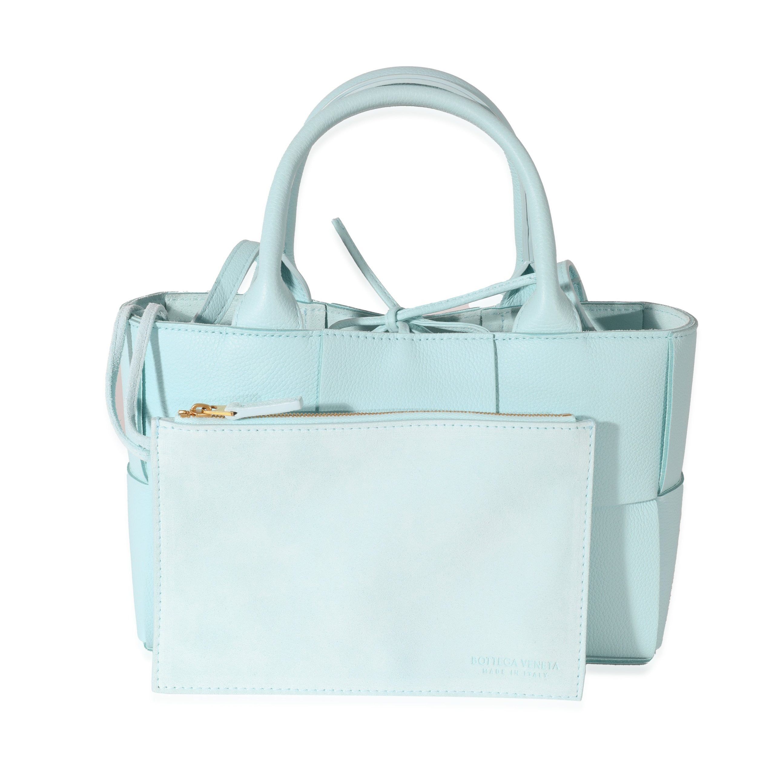 image of Bottega Veneta Pale Blue Grained Calfskin Mini Arco Tote Bag, Women's