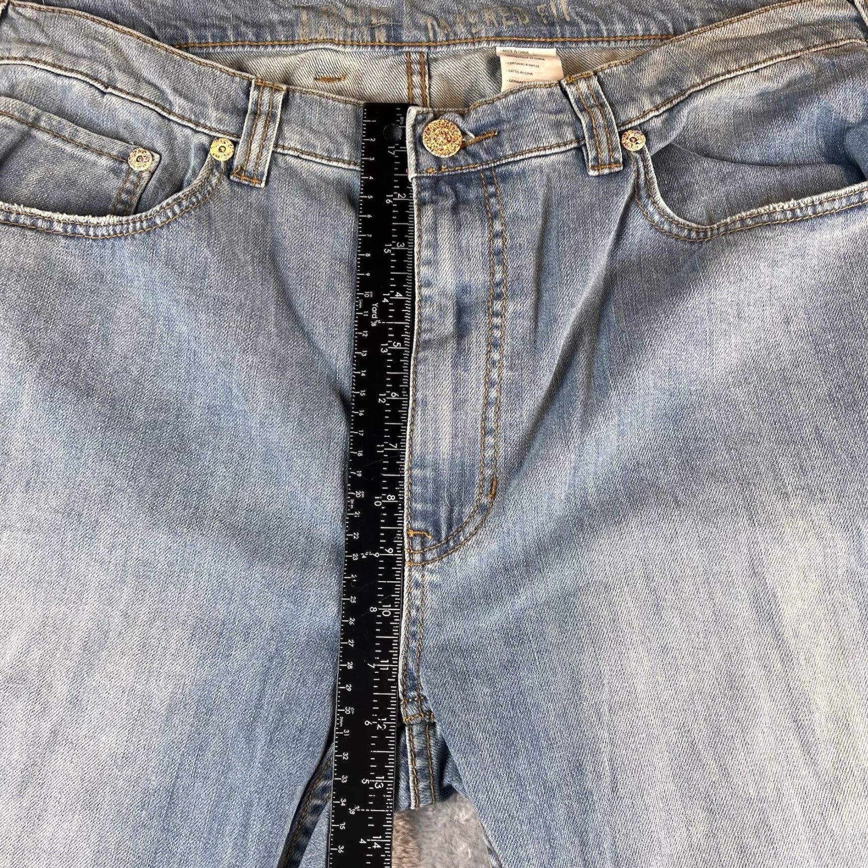Vintage True Nation Jeans Mens 42x32 Blue Distressed Tapered Regular Jeans Distressed Men Blue 42 42x32 Zip Button Size US 42 / EU 58 - 5 Thumbnail