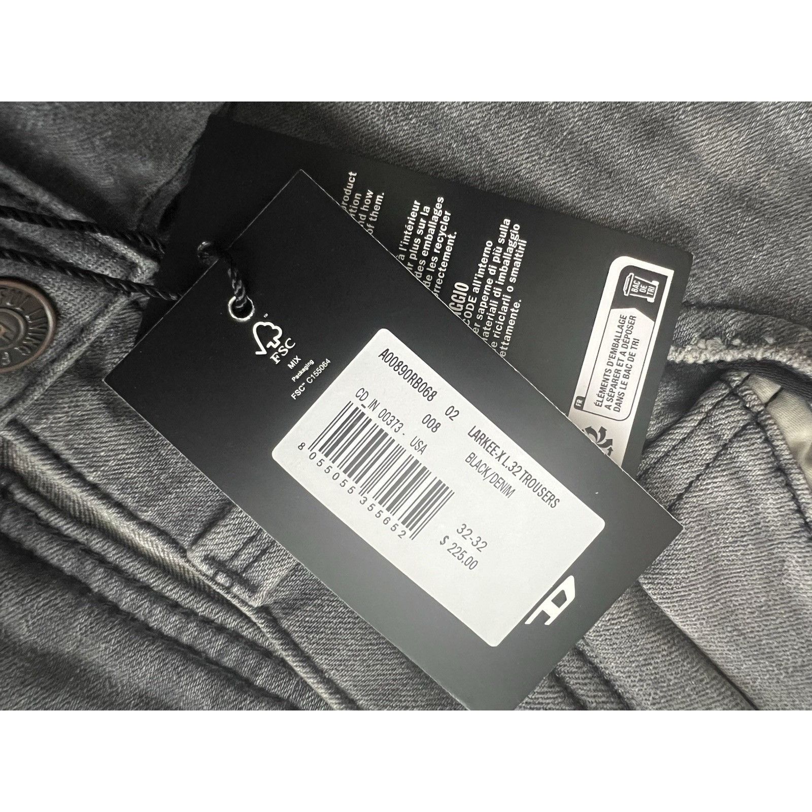 Diesel Diesel Mens Jeans Larkee Straight RB068 Black Size 32/32 Size US 32 / EU 48 - 7 Thumbnail