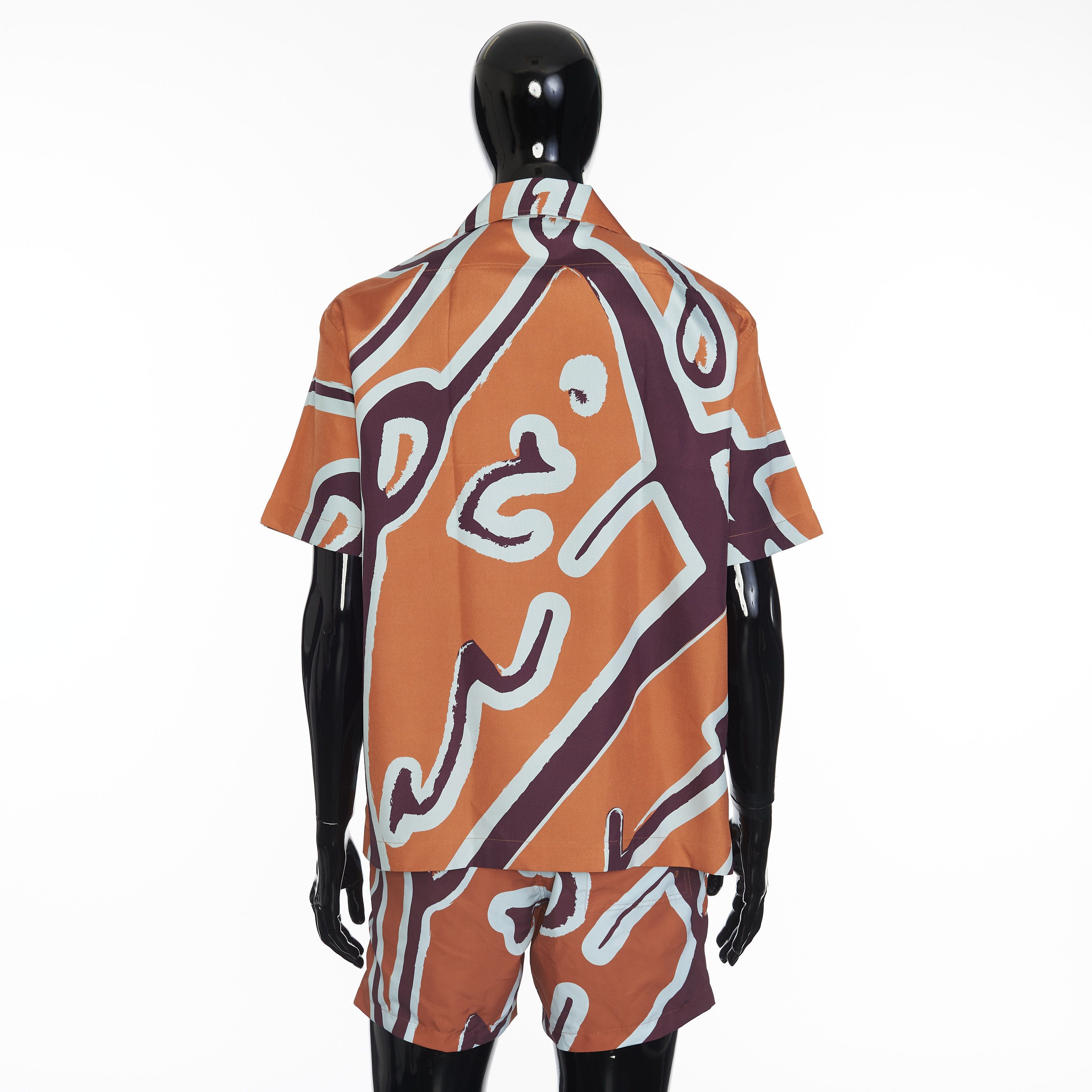 Berluti Short Sleeve Shirt With Giant Scritto Print In Mulberry Silk Size US M / EU 48-50 / 2 - 5 Thumbnail