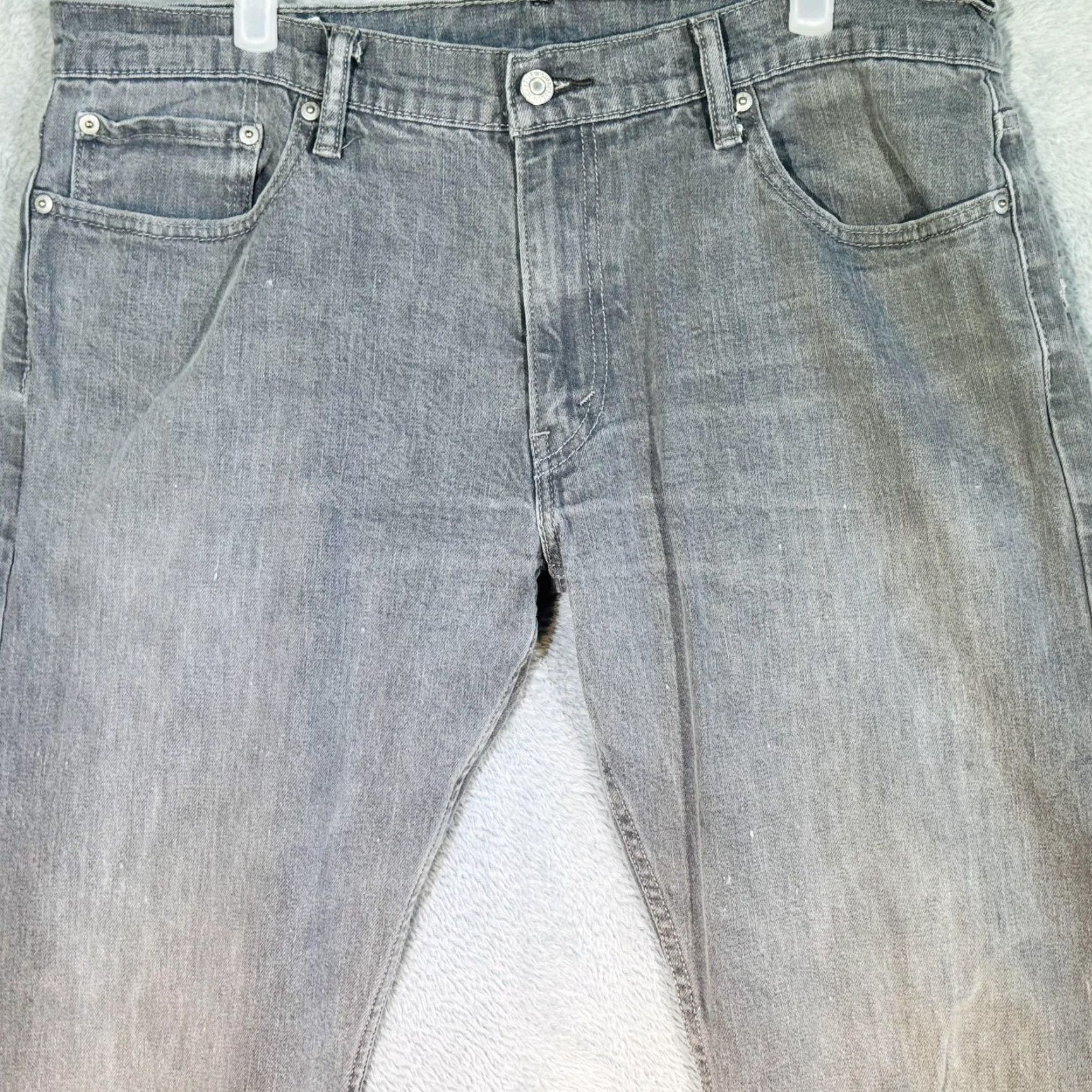 Levi's Levi's 514 Jeans Mens 36x30 Gray Light Wash Straight Denim Stretch Zip Fly Lightweight Cotton Blend Size US 36 / EU 52 - 3 Thumbnail