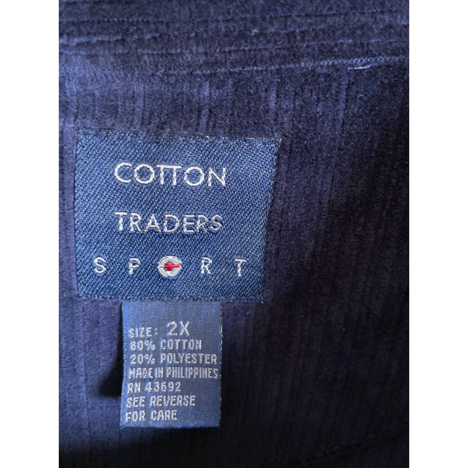Cotton Traders Cotton Traders Polo Shirt Mens Big 2X Dark Blue Velour Long Sleeve Casual 90s Retro Size US XXL / EU 58 / 5 - 3 Thumbnail