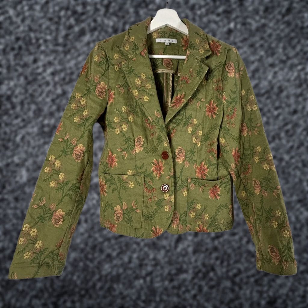 Vintage CAbi Green Tapestry Blazer Jacket Size 8 Floral Embroidered Pockets Womens Jacket Size M / US 6-8 / IT 42-44 - 1 Thumbnail