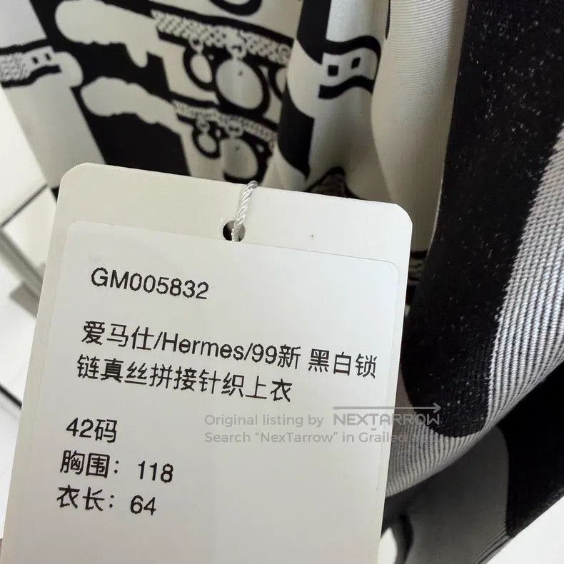 Hermes Hermes Black and White Chain Linked Silk and Knit Top Size M / US 6-8 / IT 42-44 - 5 Thumbnail
